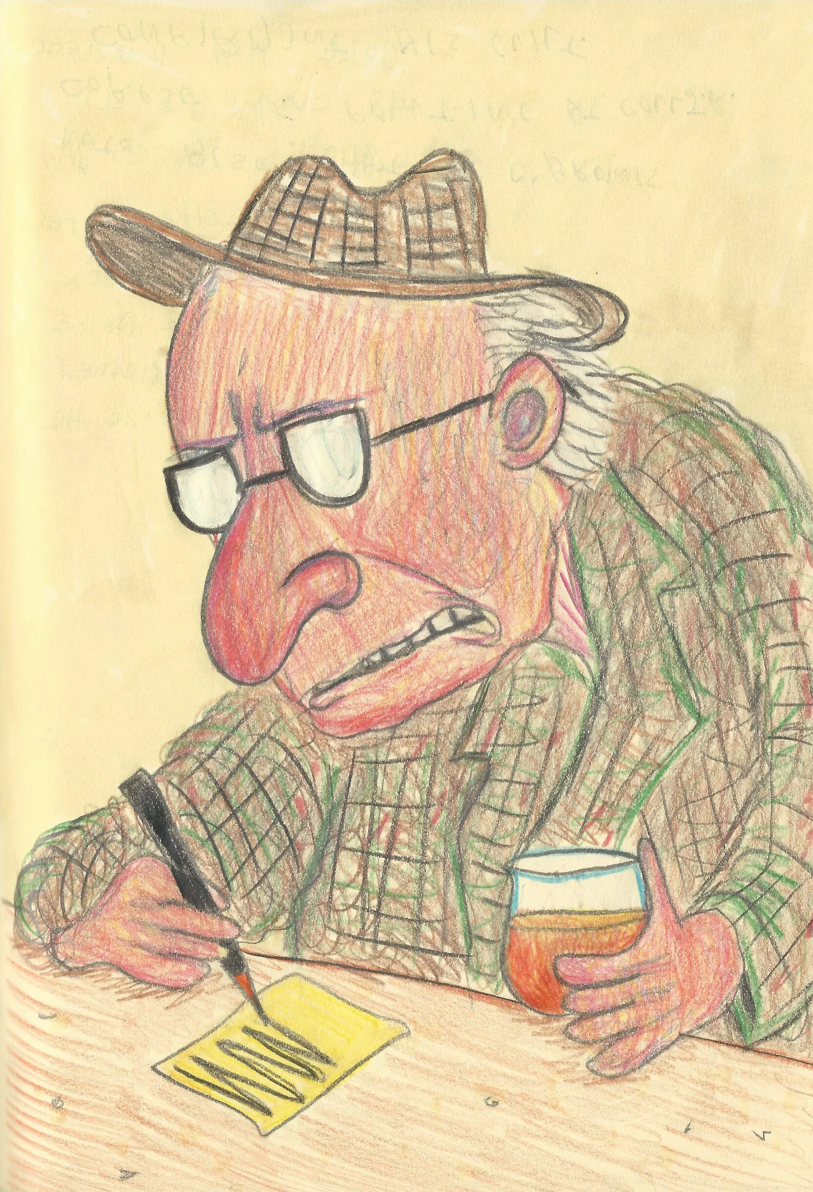 McDaid’s regular Paddy Kavanagh scribbles down some doggerel between sips