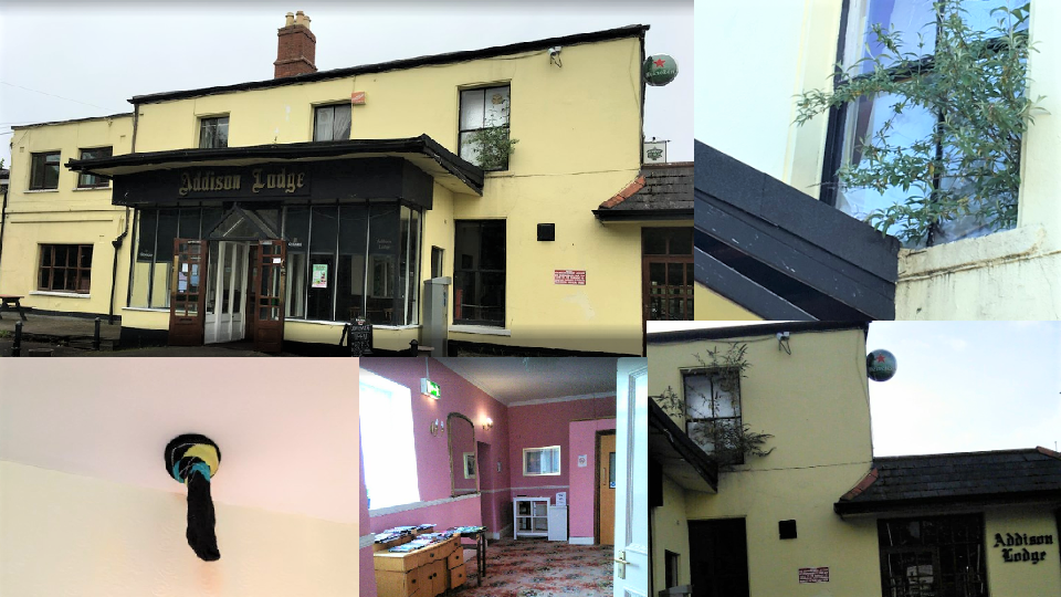 The Addison Lodge of Glasnevin – note the dangling sock, and the tree growing out of the window