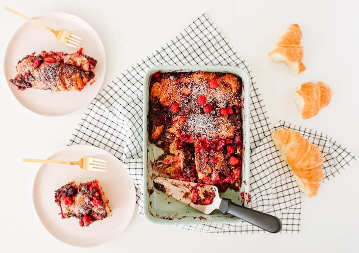Chocolate Raspberry Croissant French Toast Bake — Elizabeth Raybould