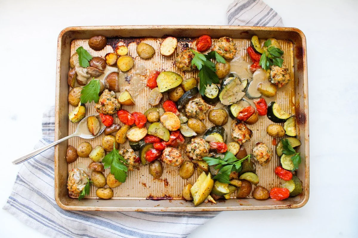 Sheet Pan Mediterranean Turkey Meatballs — Elizabeth Raybould