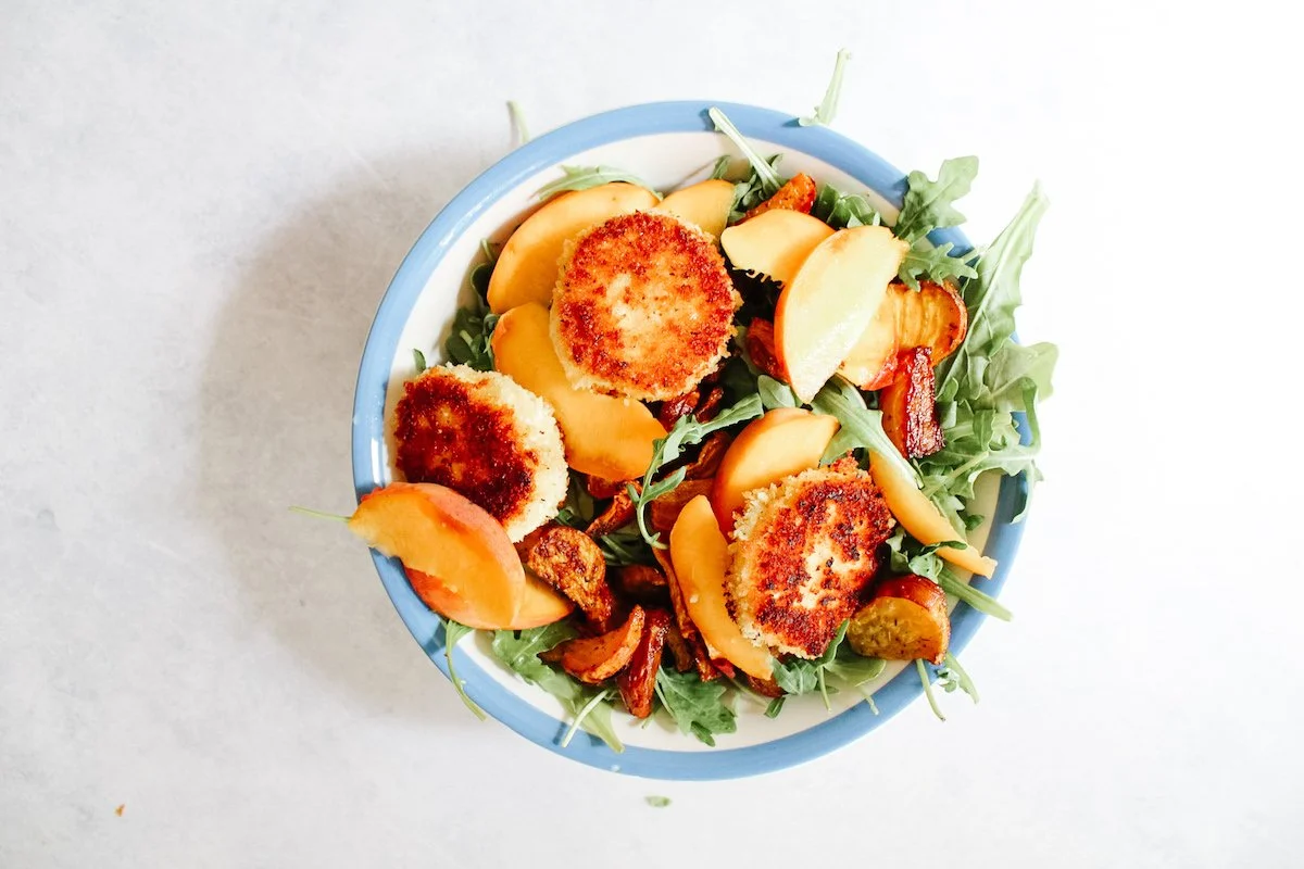 Fried Goat Cheese Salad with Golden Beets and Peaches — Elizabeth Raybould