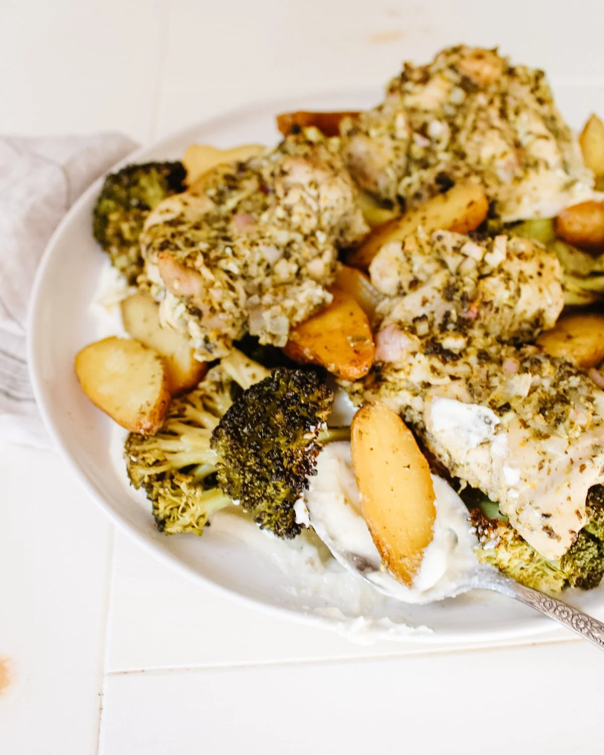 One Pan Pesto Chicken and Broccoli with Whipped Feta — Elizabeth Raybould