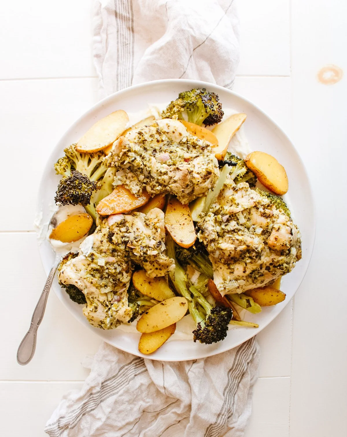 One Pan Pesto Chicken and Broccoli with Whipped Feta — Elizabeth Raybould