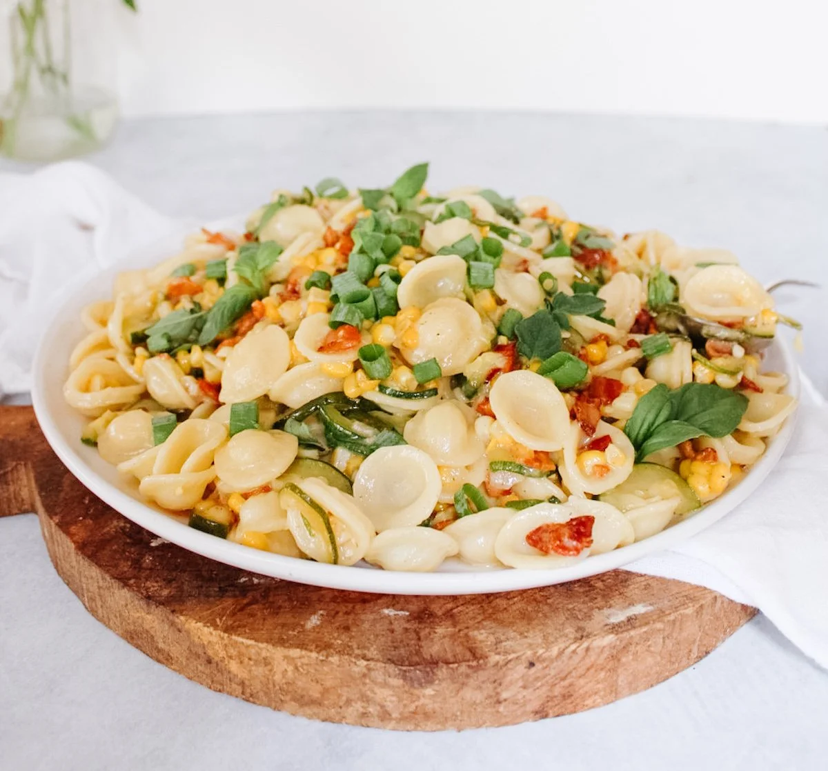 One Pan Corn Zucchini Bacon Orecchiette — Elizabeth Raybould