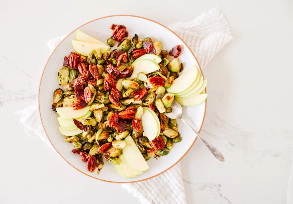 Easy Roasted Brussels Sprouts with Candied Pecans — Elizabeth Raybould
