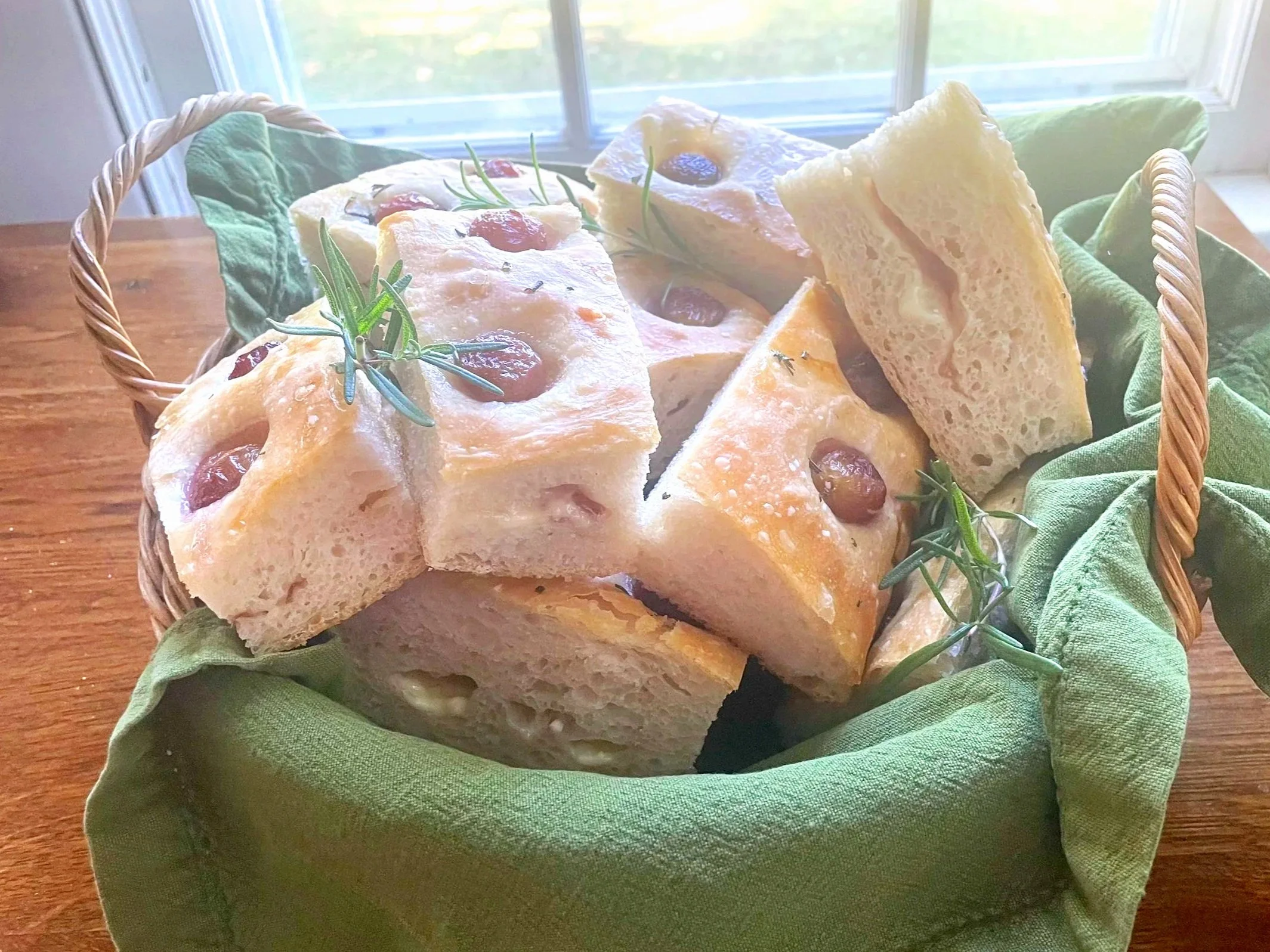 Foccaccia with Rosemary & Grapes