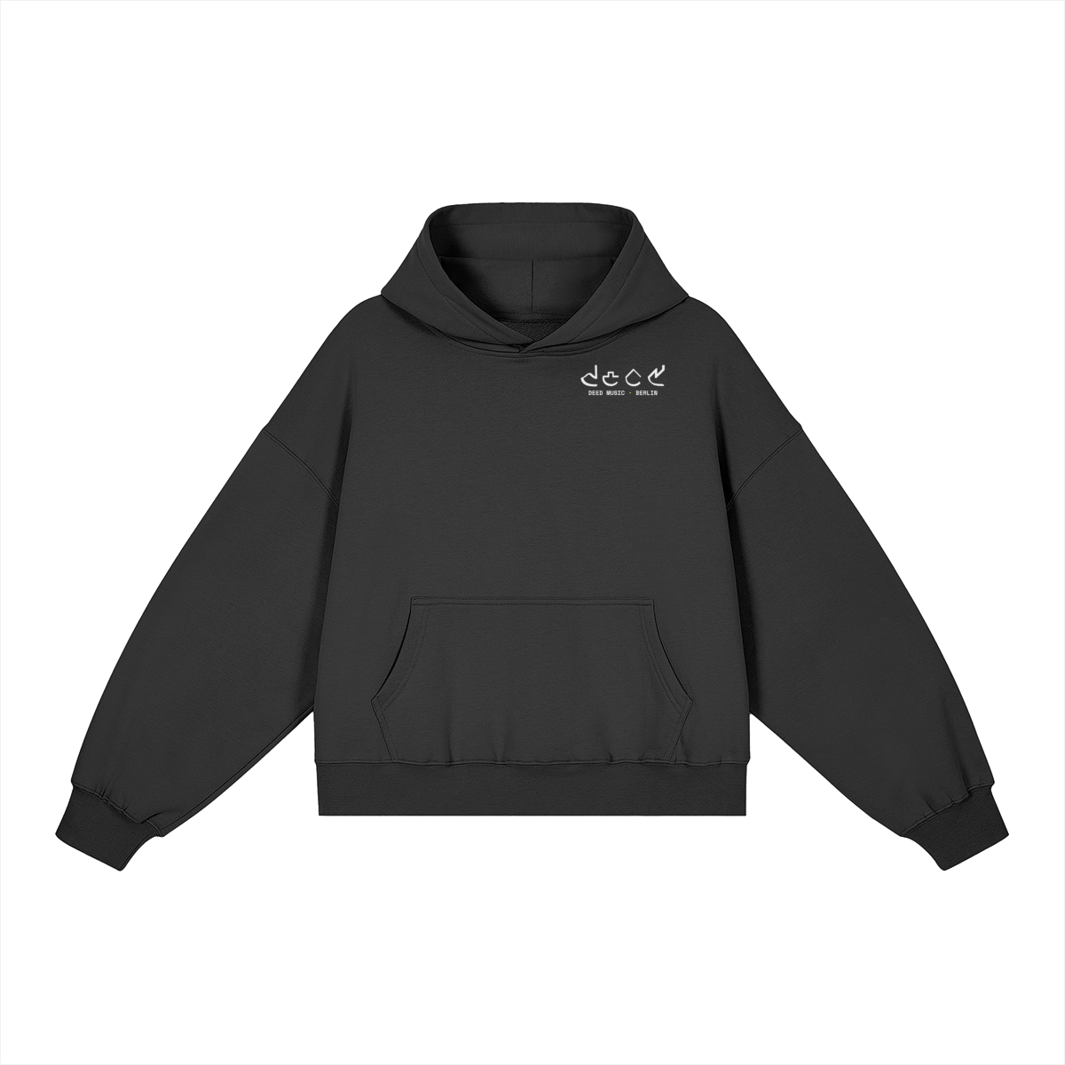DEED Minimal Boxy Hoodie – Black/Grey