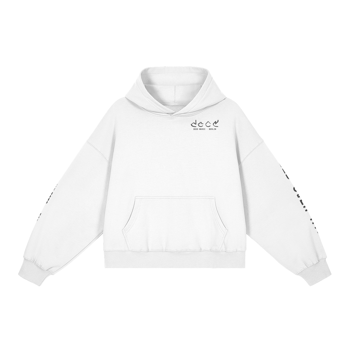DEED Sleeve Print Boxy Hoodie – White