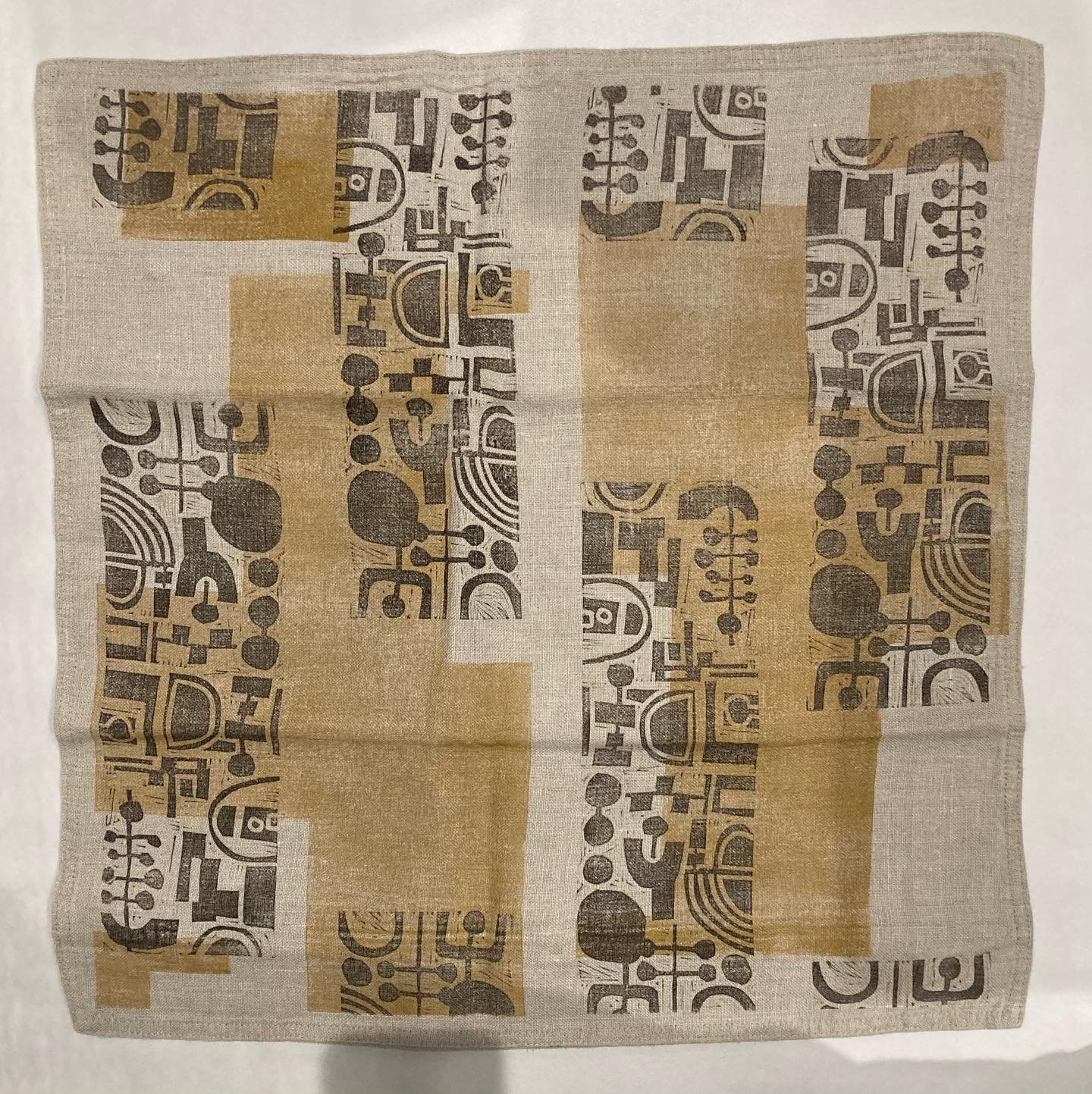 Experimenting with block printing on cushion covers. #experiments #block #prints #blockprinting #linencushions #faversham #kentcreatives #earthycolours