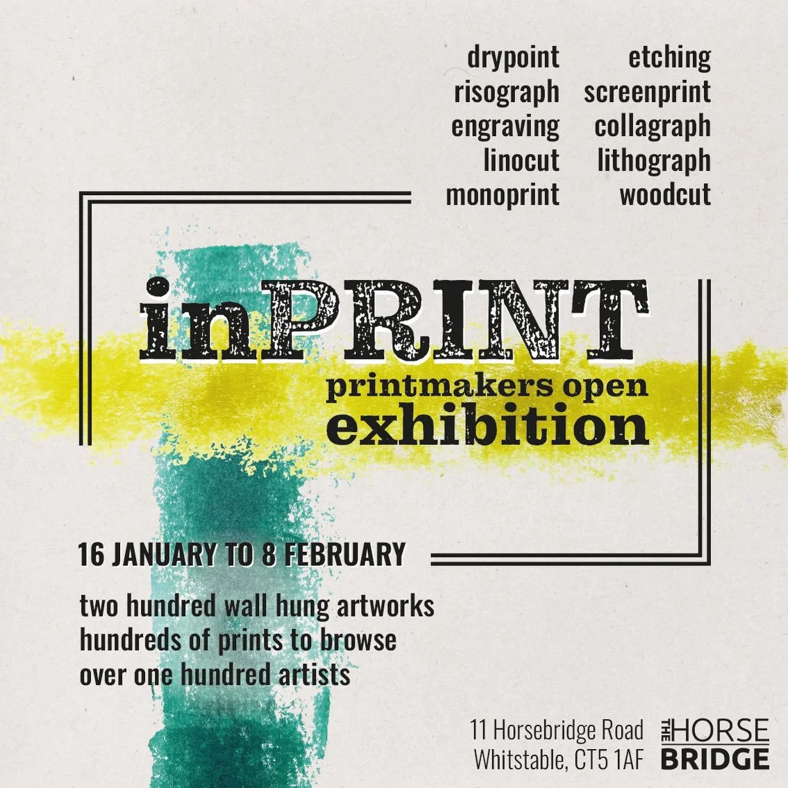 Really excited to be part of this print exhibition @thehorsebridge Whitstable, it&rsquo;s a curated exhibition of 200 pieces of wall hung artwork from over 100 participating artists from all over the country (and a bit further too), so it looks to be