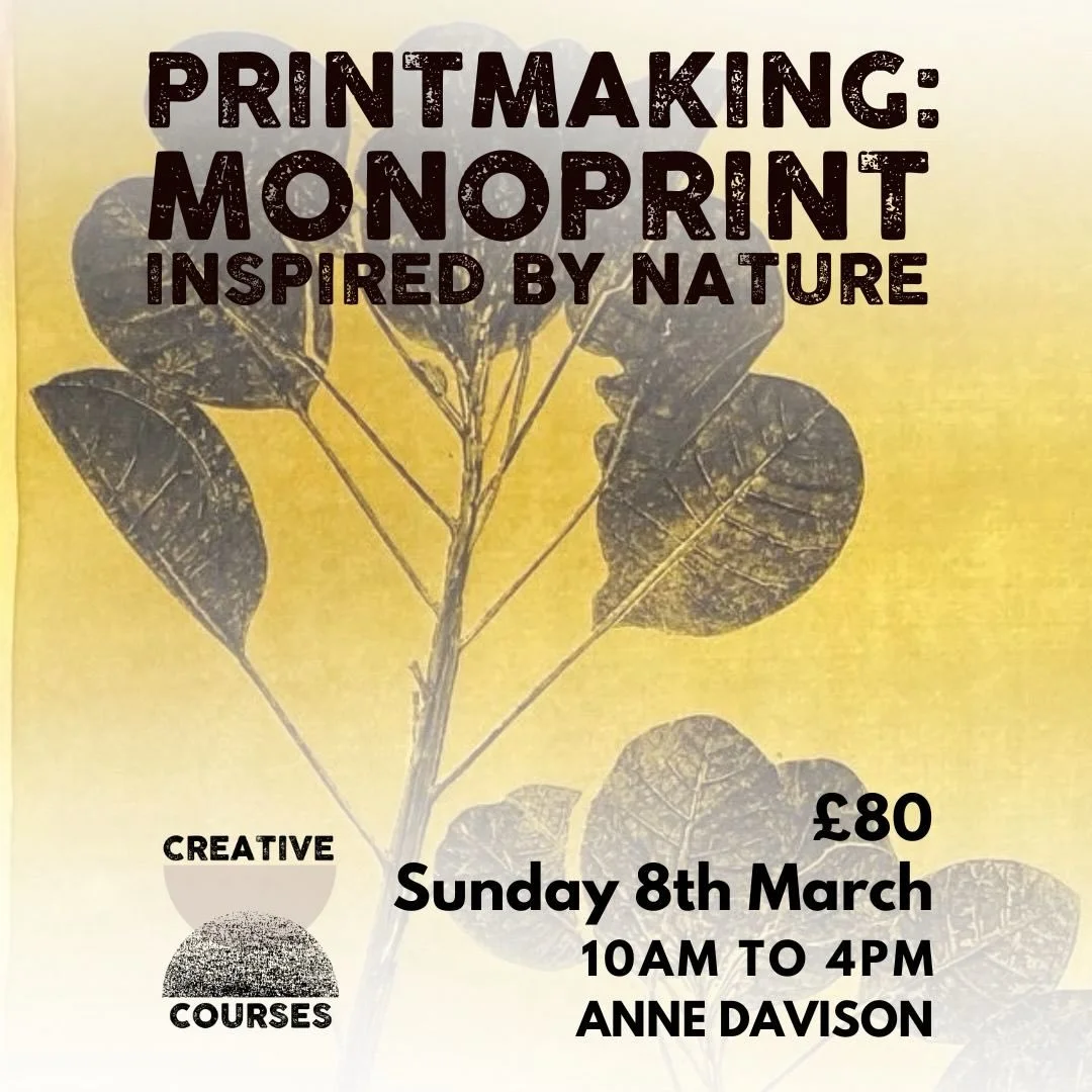 Excited to be running the mono print workshop on 8th March @creativecourseskent using her NEW PRESS!! It works like a dream. We&rsquo;ll be basing our prints on nature and getting creative with our printing, so if interested, book via the link in my 