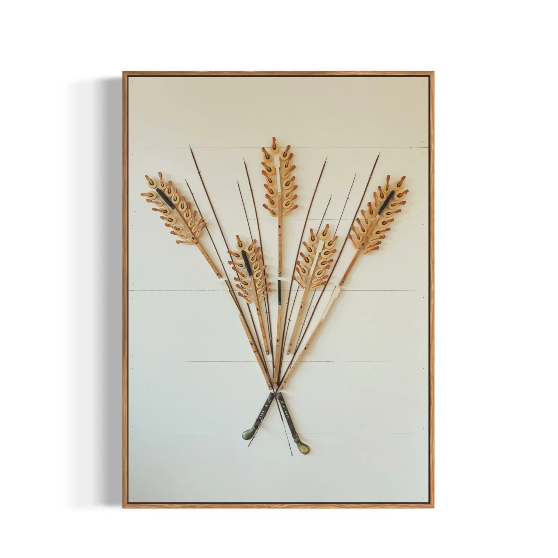 5 wheat stalks made of vintage piano components.