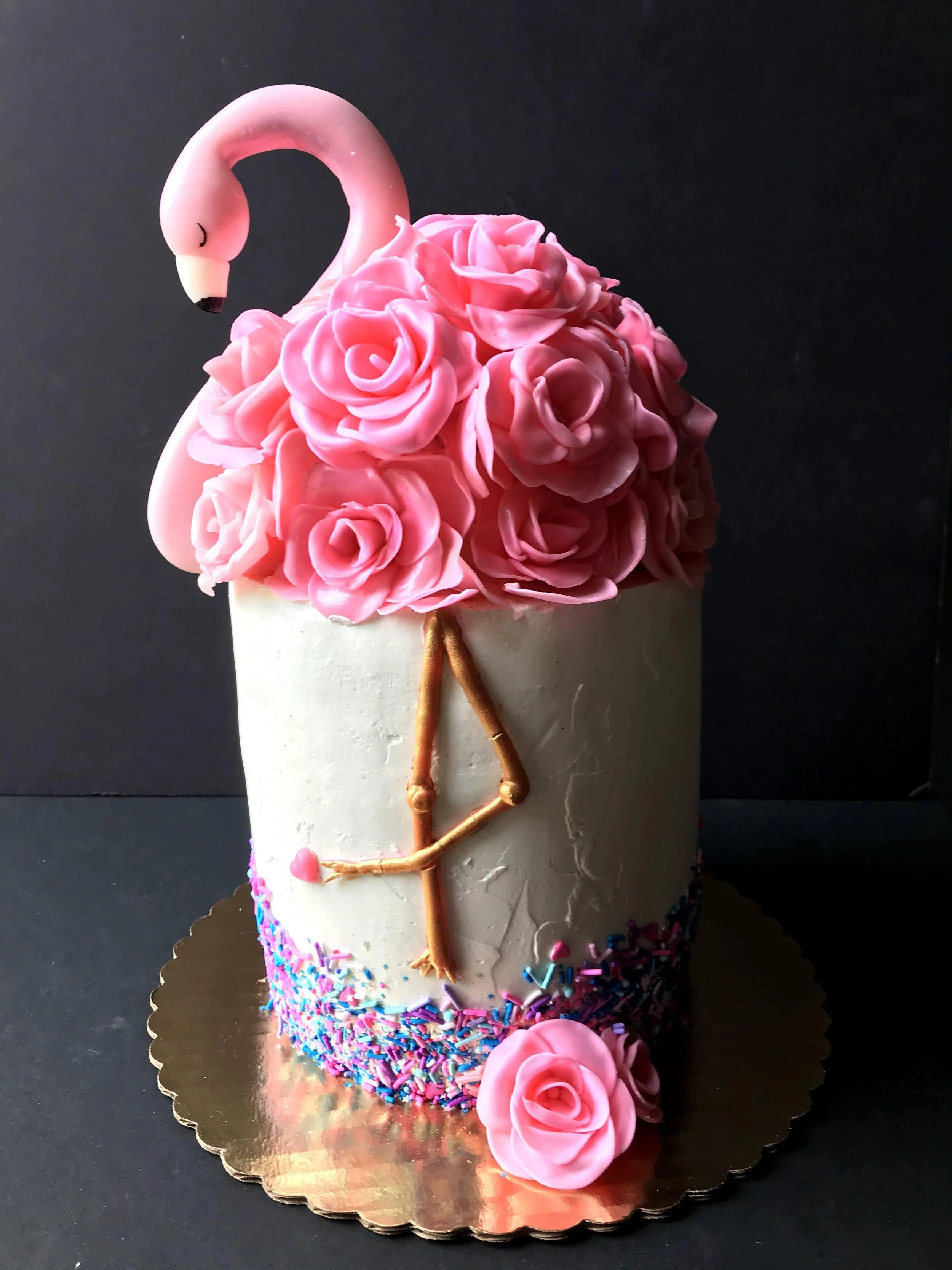 pink flamingo Lily Pulitzer inspired cake