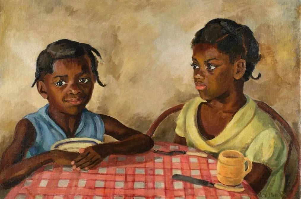 🎉Black History Month Countdown | Day 3
Honoring the Black Youth

Today we shine a light on one of the most moving pieces in the collection, the portrait of the founding Black families, especially the young ones.

This painting, Ruth and Pauline Moan