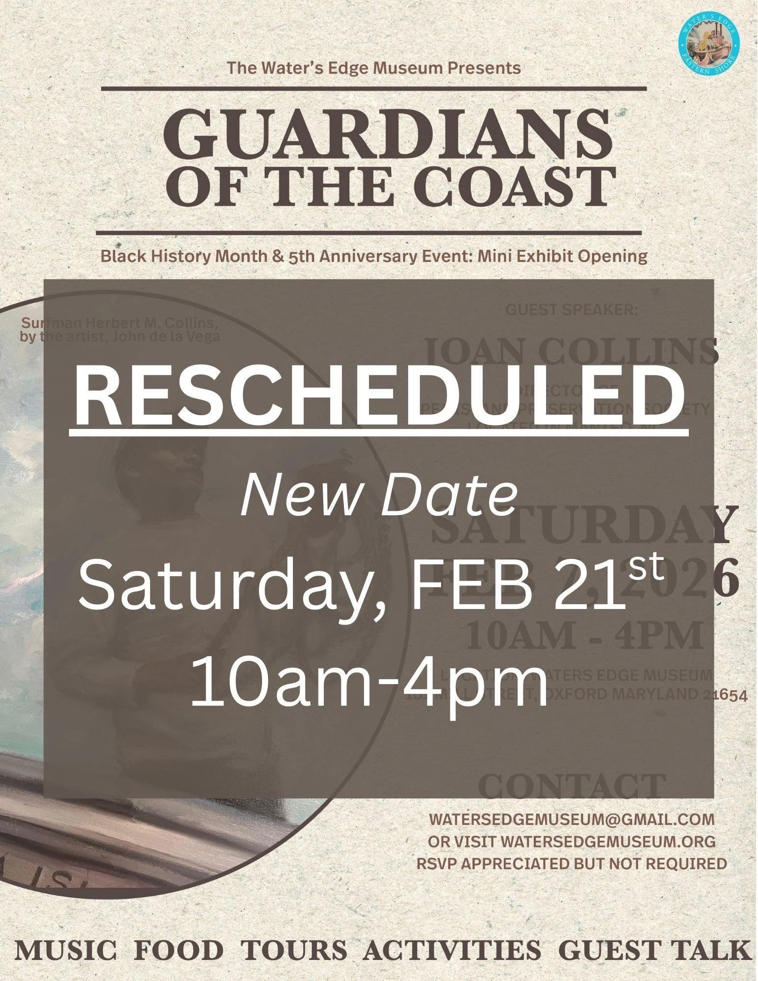 Event Update

Due to unexpected building issues, our event has been rescheduled to Saturday, February 21st.

We sincerely apologize for the inconvenience, and we truly appreciate your understanding. Everyone who RSVP&rsquo;d should receive an email w