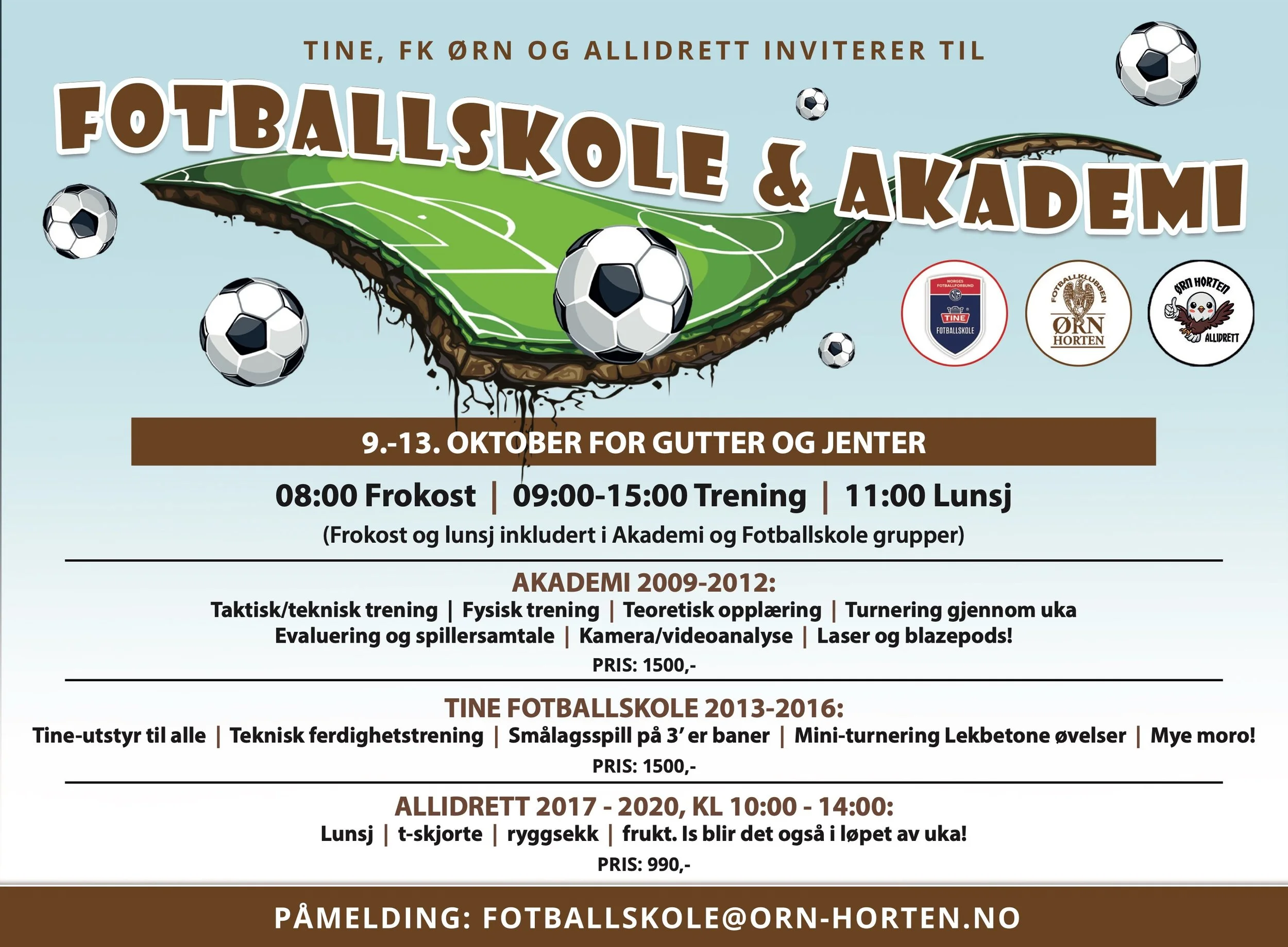 Fotballskole og -akademi i høstferien 2023