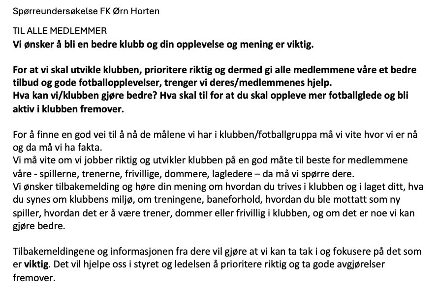 Spørreundersøkelse FK Ørn Horten