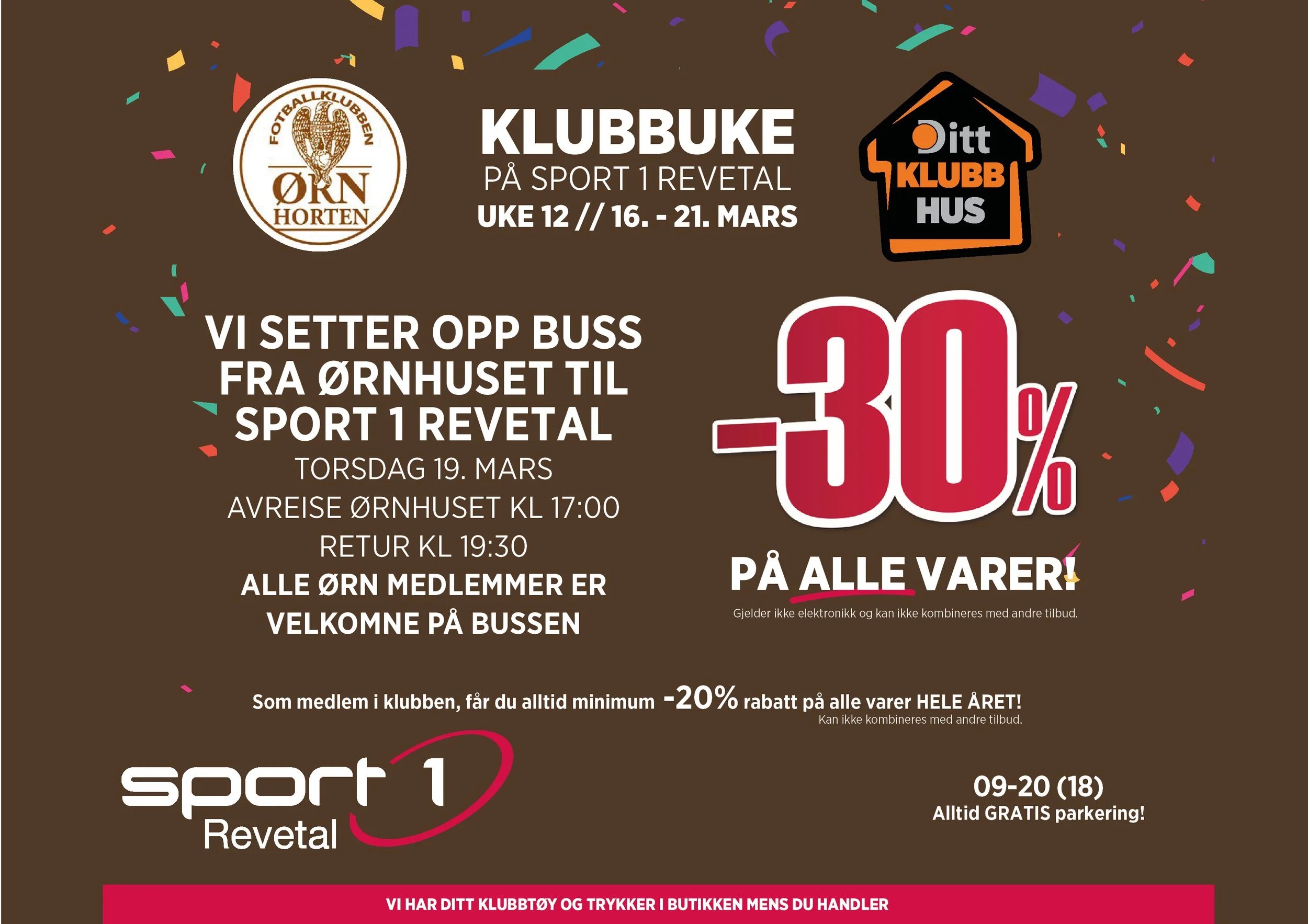 Klubbuke med gratis buss