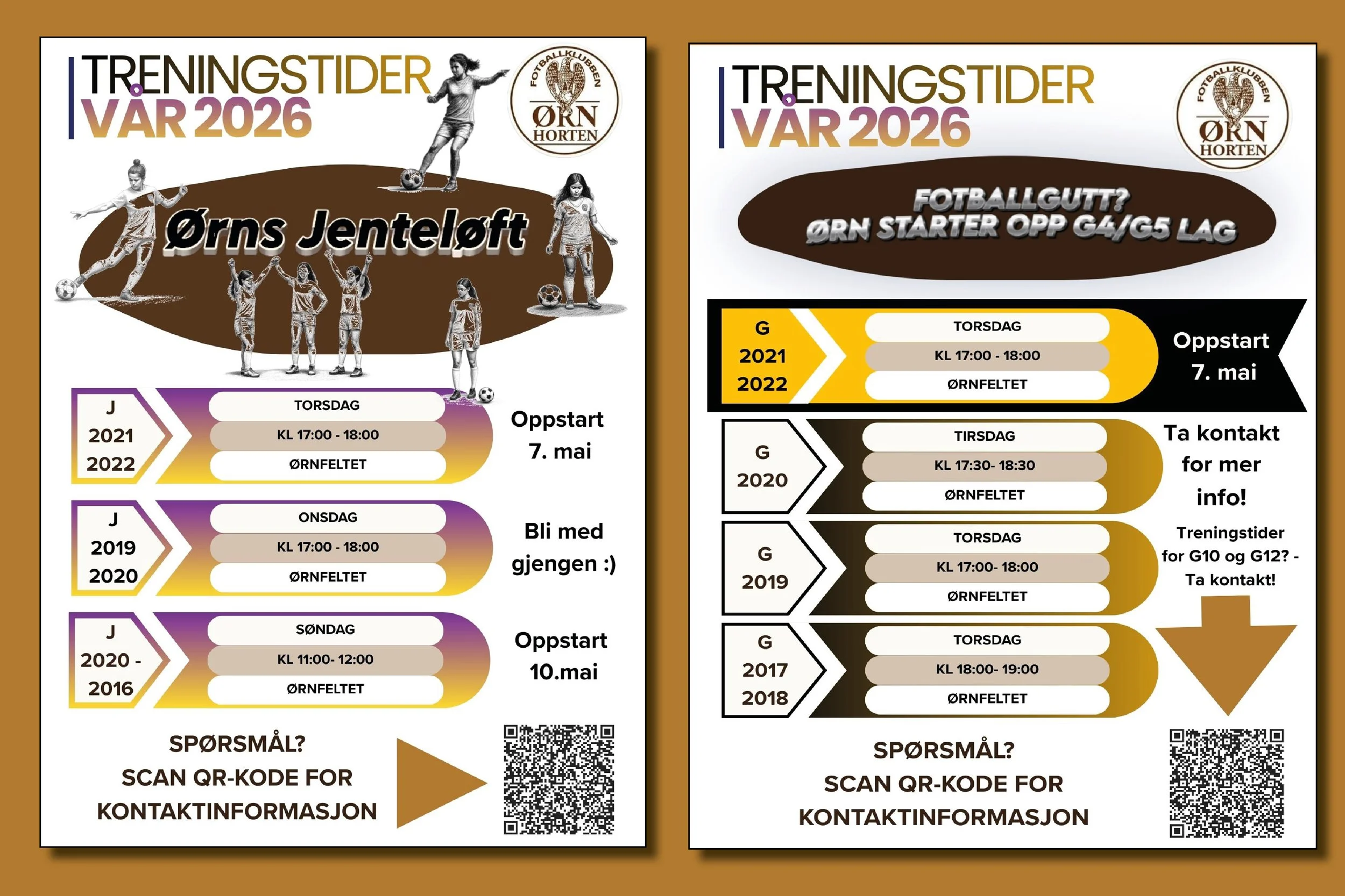 Treningstider for yngre lag er klare