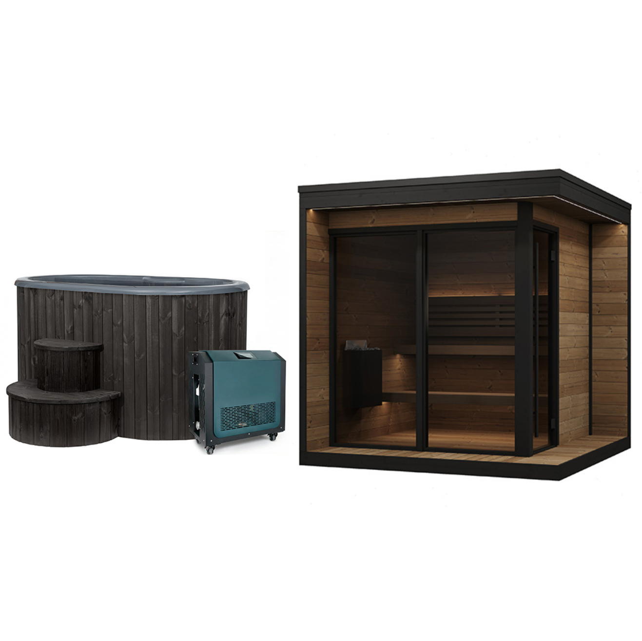 Standard Bundle: GL6 Luxury Outdoor Sauna x S2BC Cold Plunge
