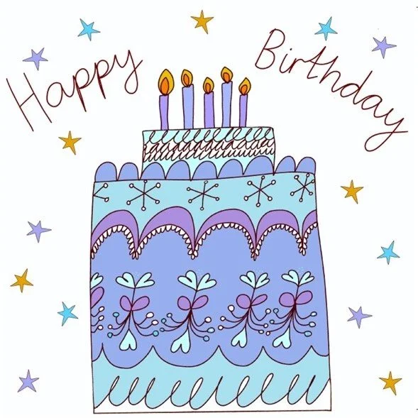 Image of a blue birthday cake.