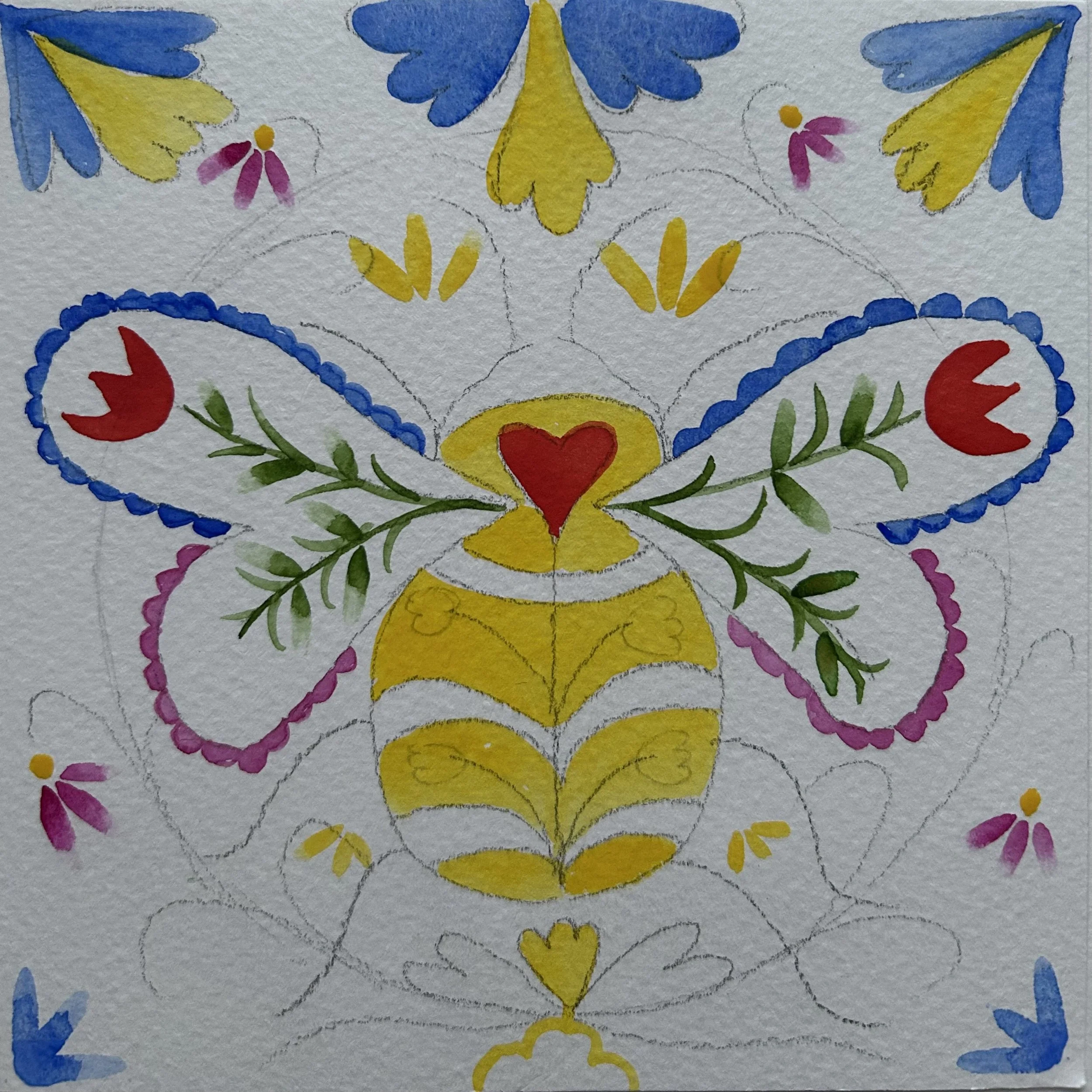 Add yellow daisy petals by stamping.