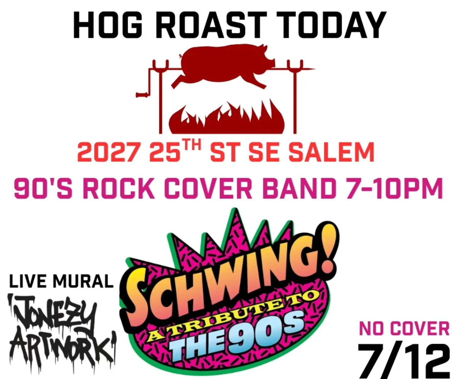 Today is the big day. Come celebrate with us. Yhe hog should be ready at 4 pm. Dre Tucker will be playing outdoors at 4 pm. @schwing_music will start at 7 pm.