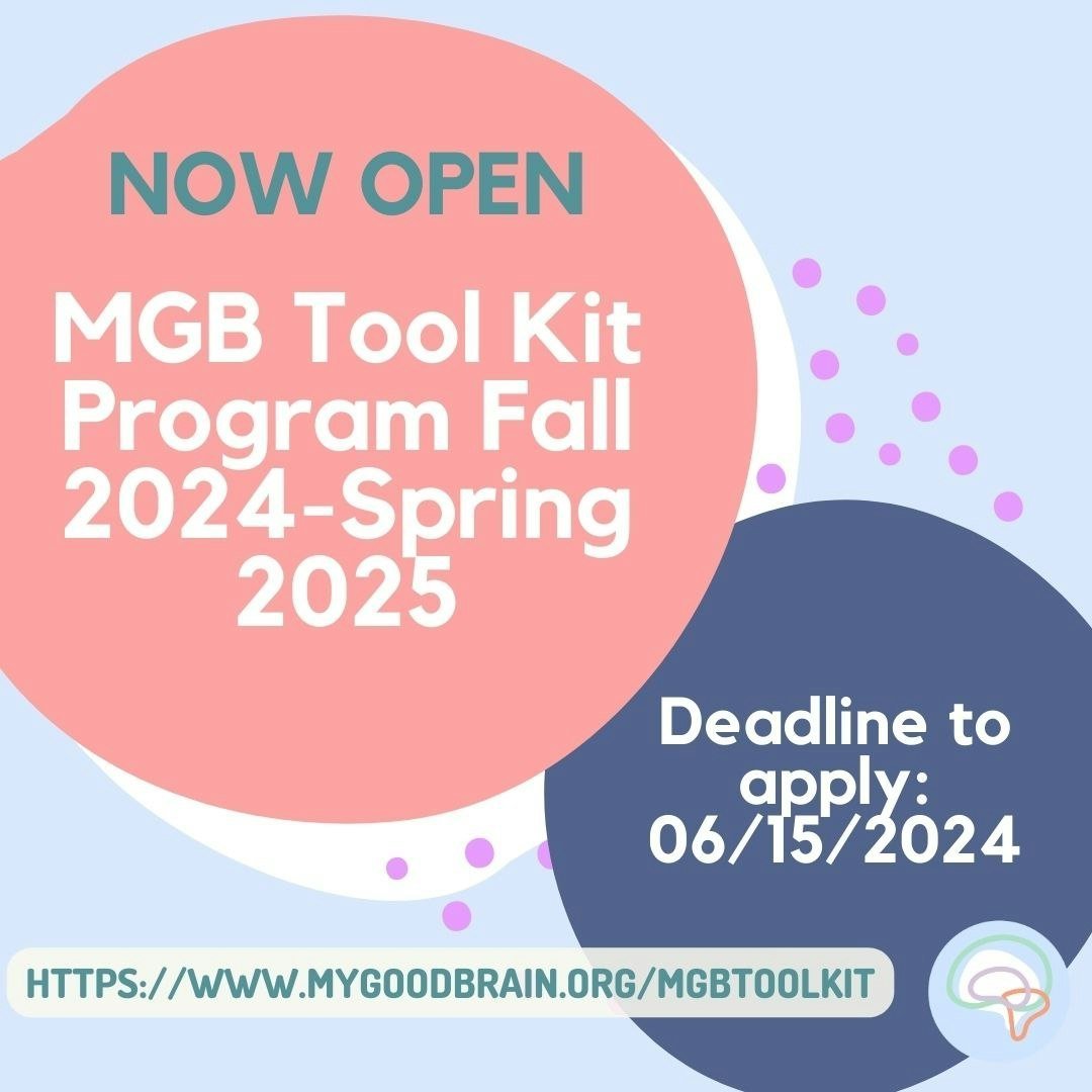 The MGB Tool Kit Program for Fall 2024 - Spring 2025 is NOW OPEN!💫 💙 

Every academic year we curate a kit of guided resources and art supplies to help students learn about their mental and emotional health and express these complex emotions throug