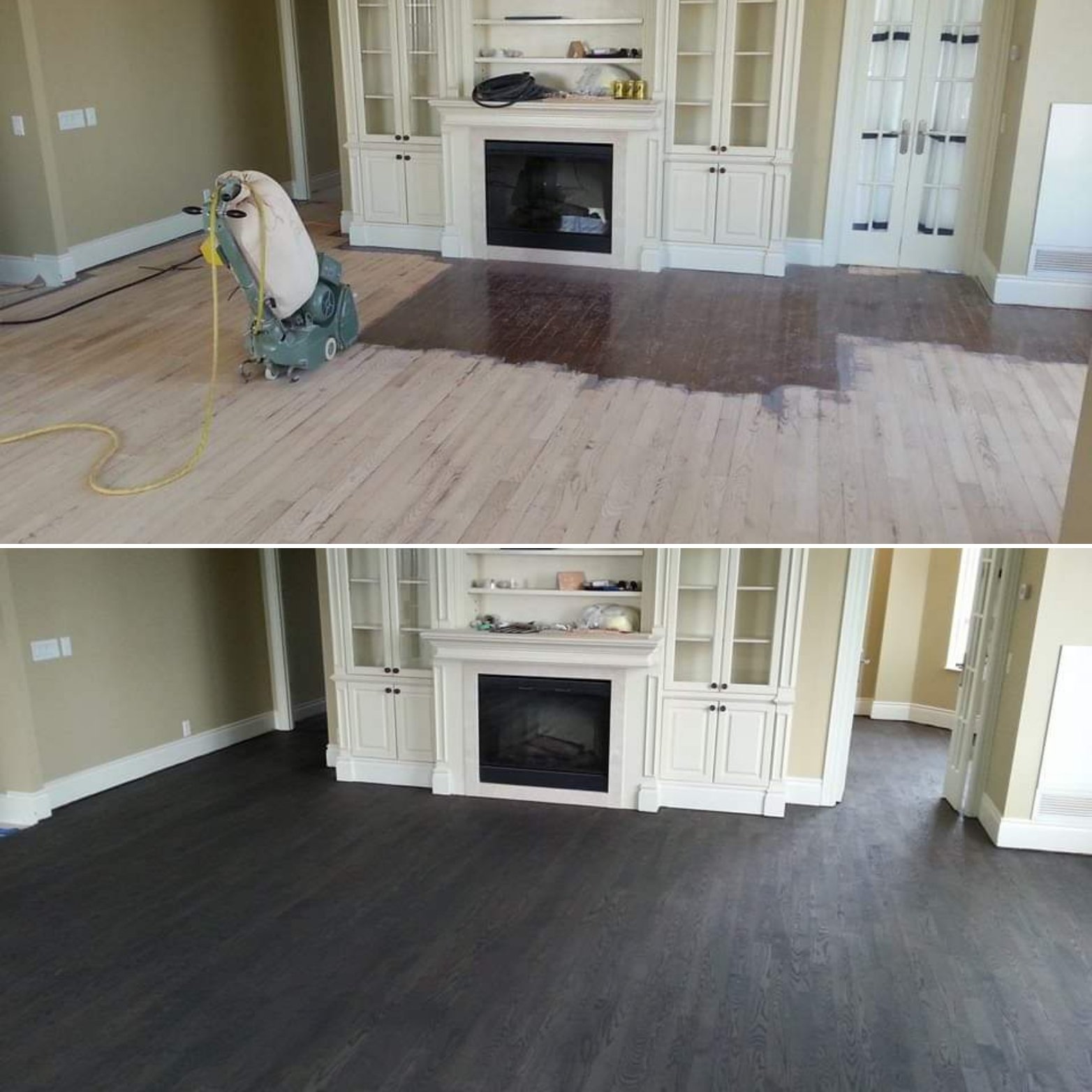 Refinished hardwood floor in condo