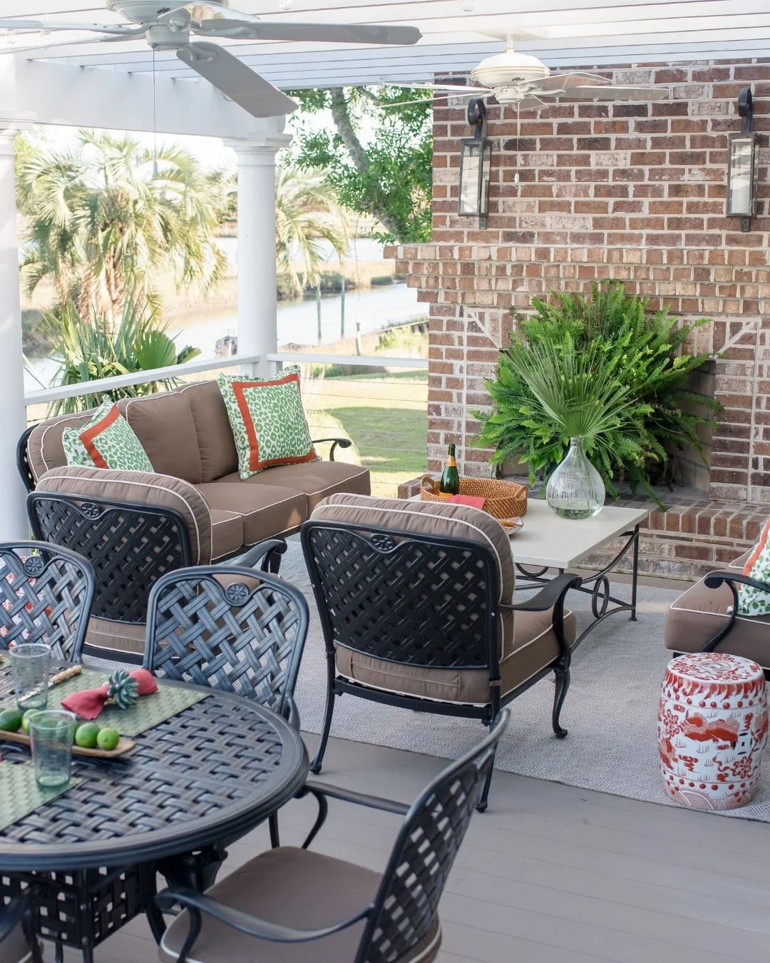 Long weekends are made for outdoor living. Weather resistant fabrics and durable finishes make this space as functional as it is beautiful. ⁠
⁠
#wynnepeaceinteriordesigns #outdoorliving #exteriordesign #interiordesign #designinspo #porchgoals #labord