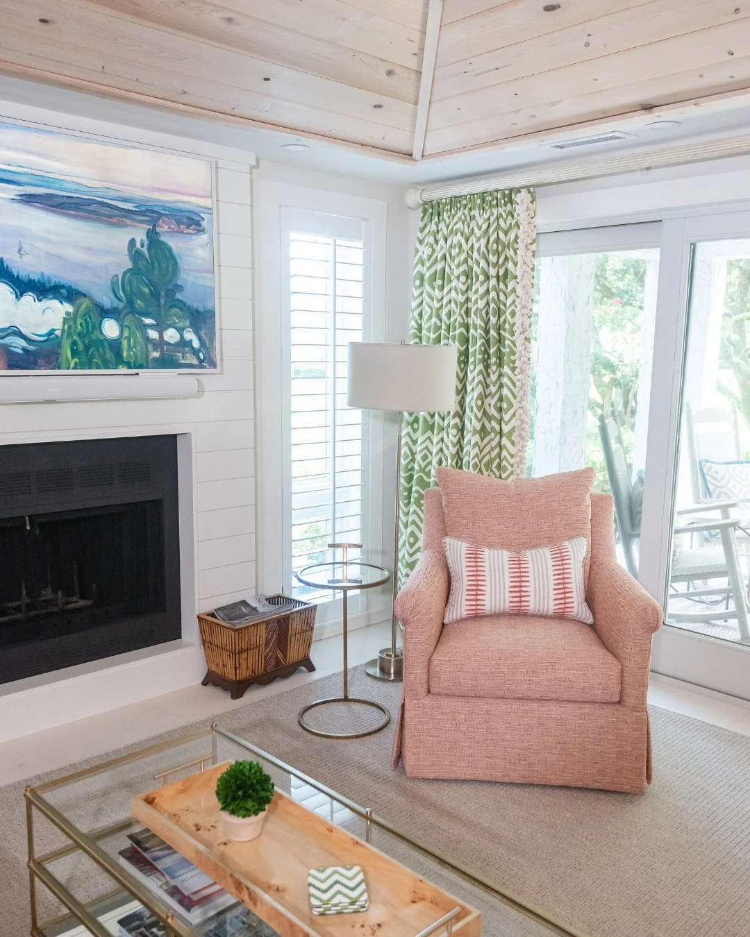 Custom fabrics make a space feel so personal. We&rsquo;d happily spend our Saturday morning right here with coffee in hand.⁠
⁠
#wynnepeaceinteriordesign #customfabrics #interiordesign #weekendvibes #cozychair #livingroominspo #southernliving #coastal