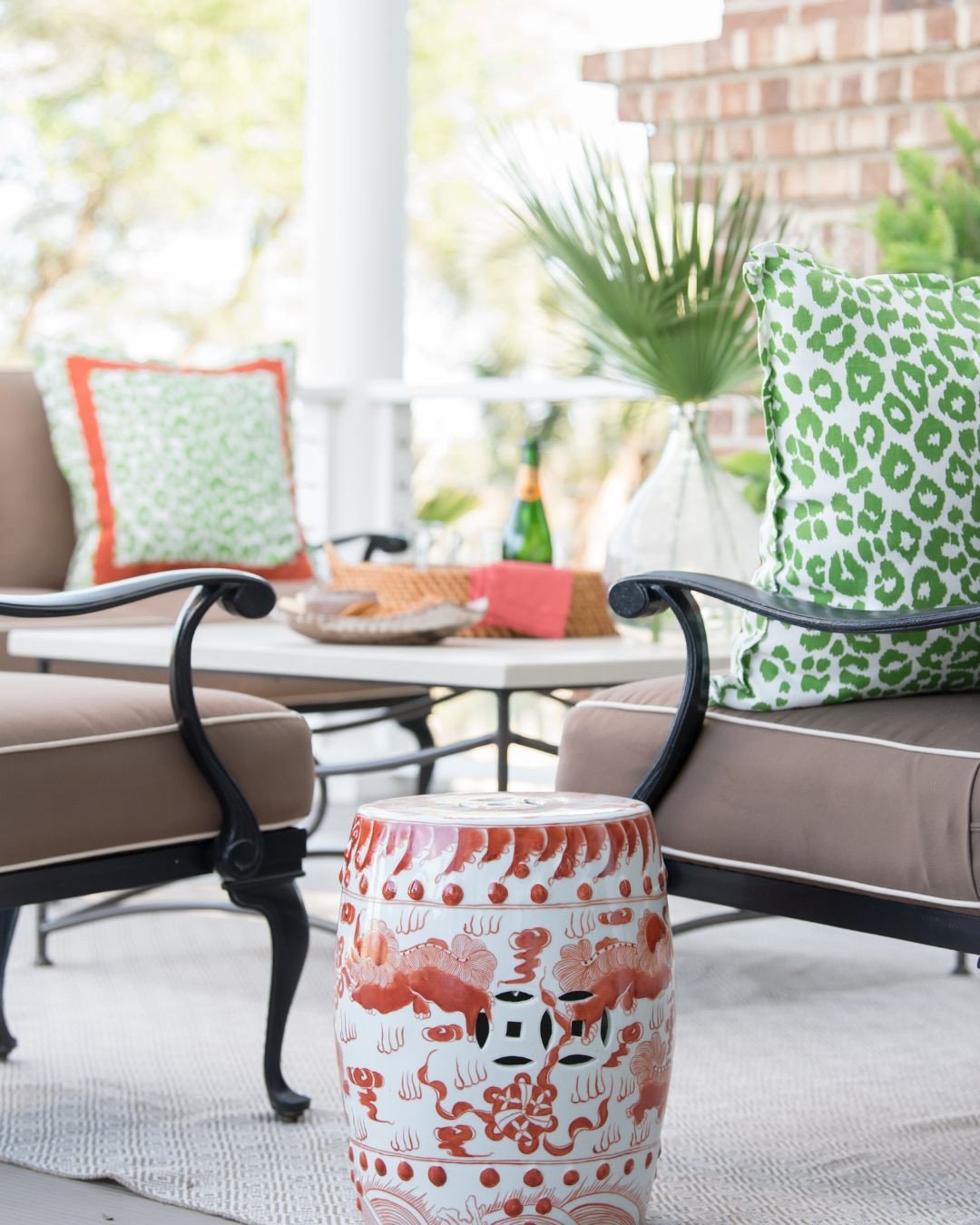January porch weather at its best. Sunny, 65, and a reminder that in the South, patio season never really ends. We love choosing fabrics and pieces that feel just as right now as they do in the height of summer.⁠
⁠
#wynnepeaceinteriordesign #porchdes