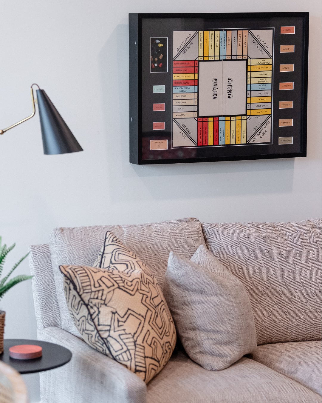 A favorite detail from this game room and office space: a vintage Monopoly board framed as artwork. One of the homeowner&rsquo;s children works in finance, making it a personal and unexpected addition that adds character and tells a story.⁠
⁠
#wynnep
