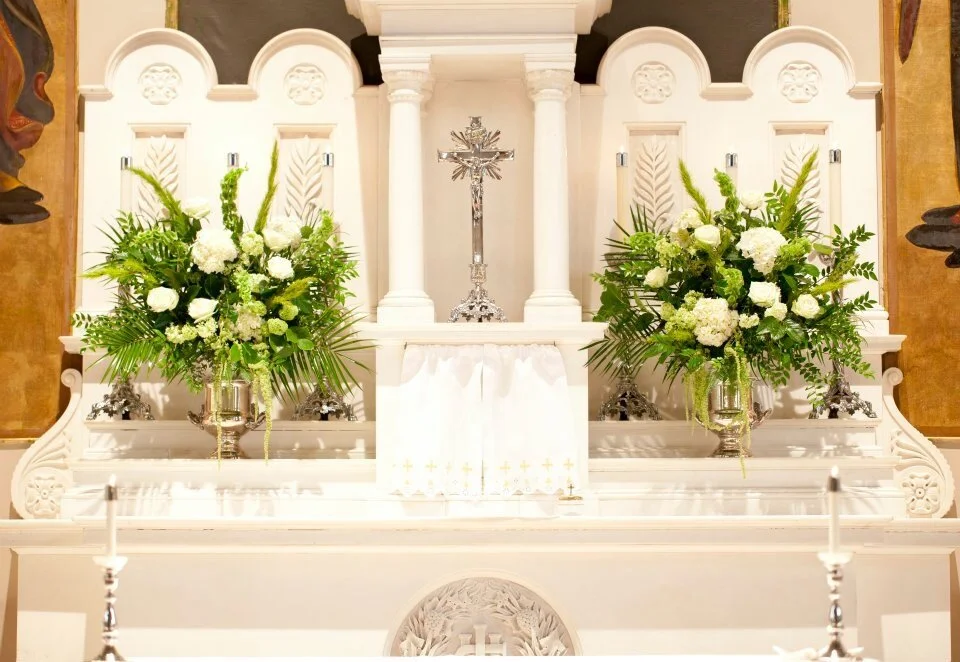 white altar arrangements