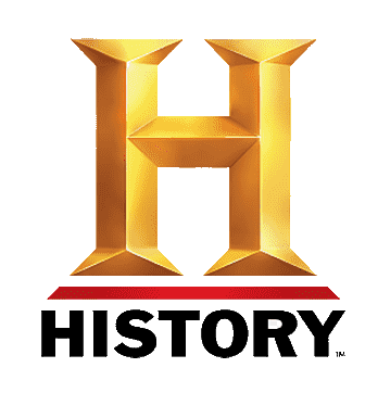 The History Channel logo with a large gold letter 'H' and the word 'HISTORY' in black below it.