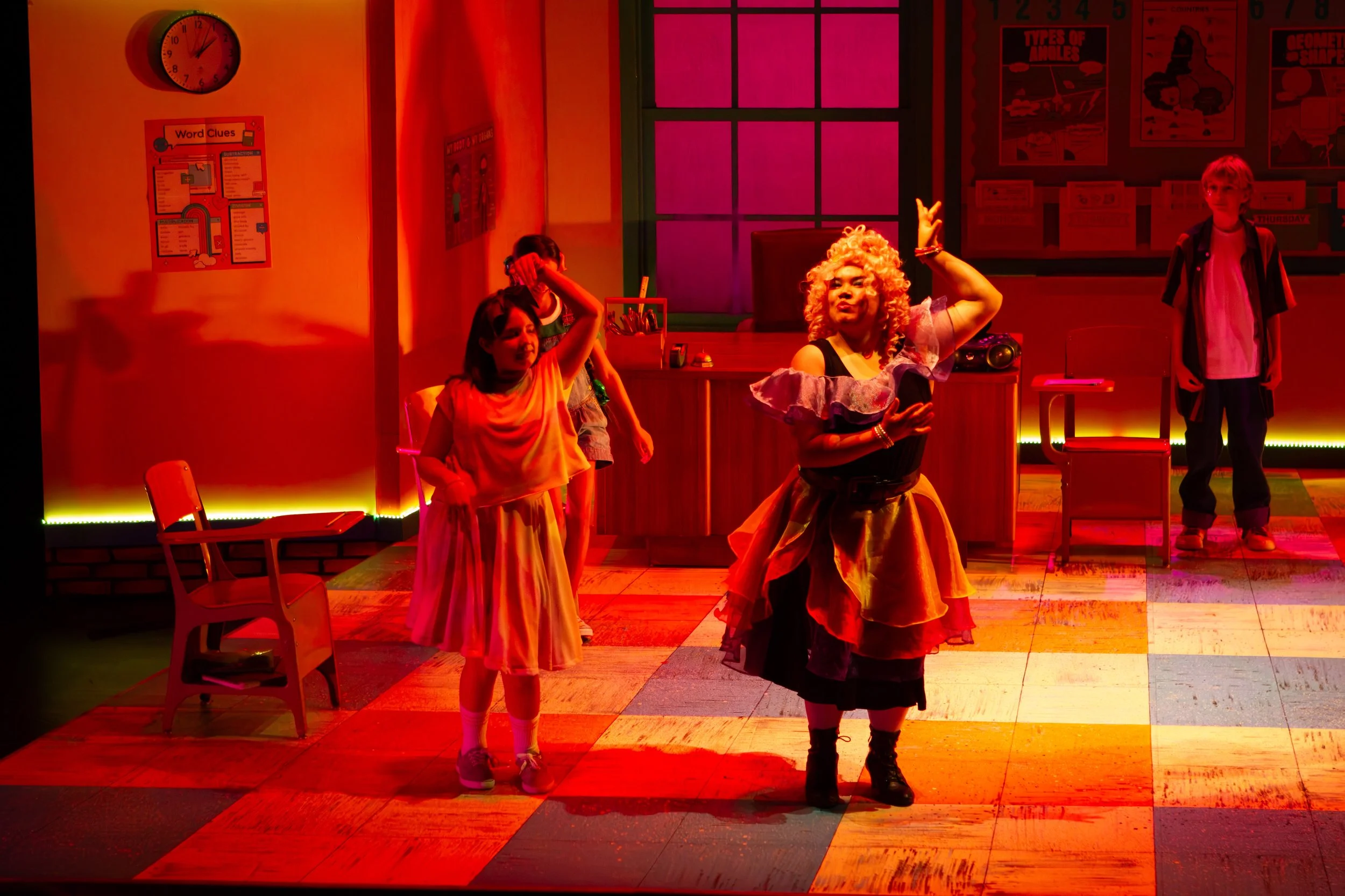 as Miss Valooosh in SIDEWAYS STORIES FROM WAYSIDE SCHOOL by John Olive, adapted from Louis Sachar | Bloomsburg Theatre Ensemble | director: Amy Rene Byrne | photo: Amy Rene Byrne