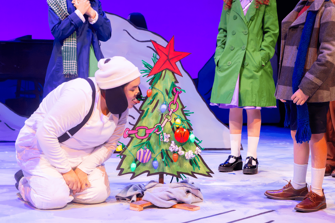 as Snoopy in A CHARLIE BROWN CHRISTMAS by Eric Schaeffer, adapted from Charles Schulz, Bill Melendez, and Lee Mendelson | Bloomsburg Theatre Ensemble | director: Aaron White | photo: Kyle Huggins