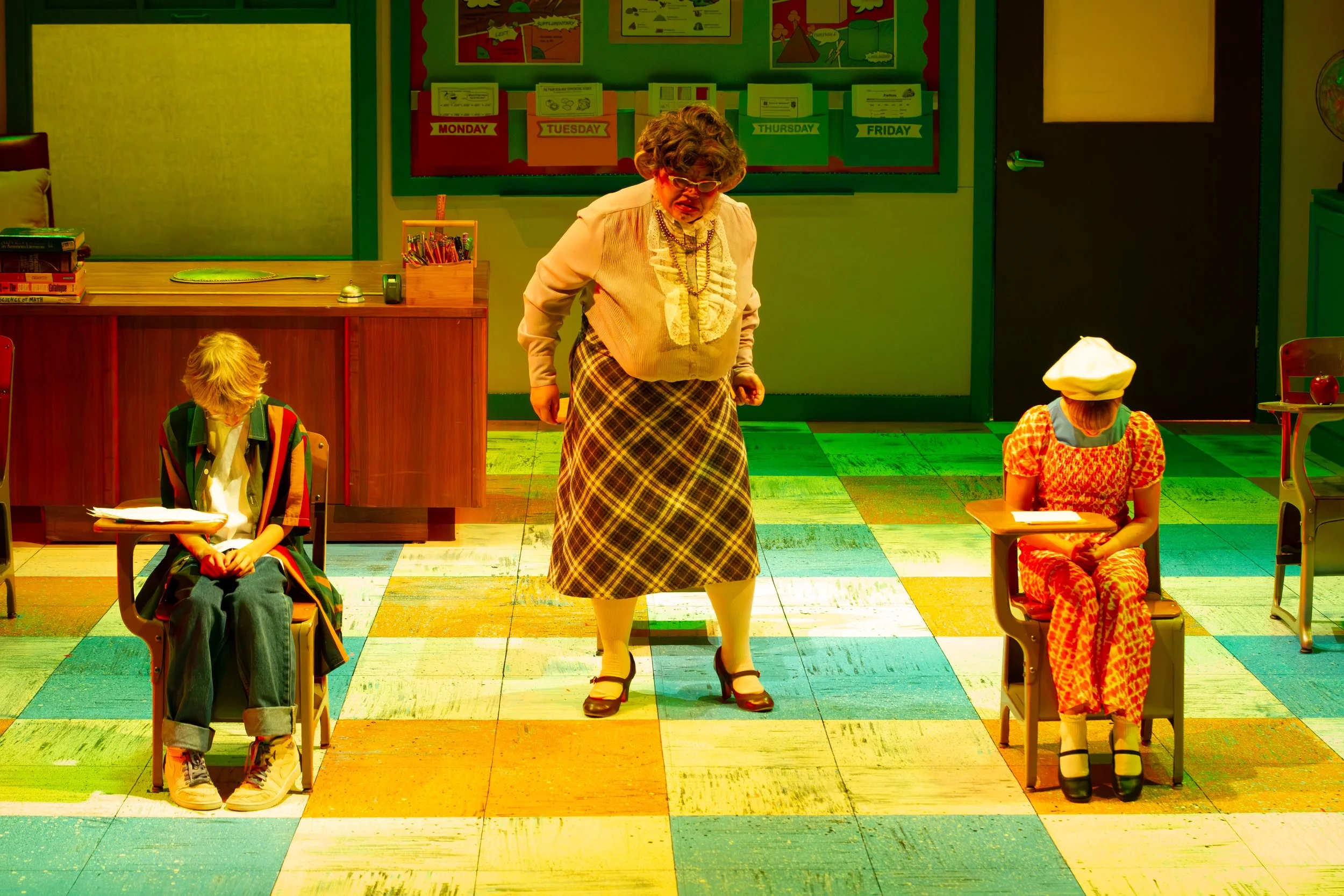 as Mrs. Gorf in SIDEWAYS STORIES FROM WAYSIDE SCHOOL by John Olive, adapted from Louis Sachar | Bloomsburg Theatre Ensemble | director: Amy Rene Byrne | photo: Amy Rene Byrne