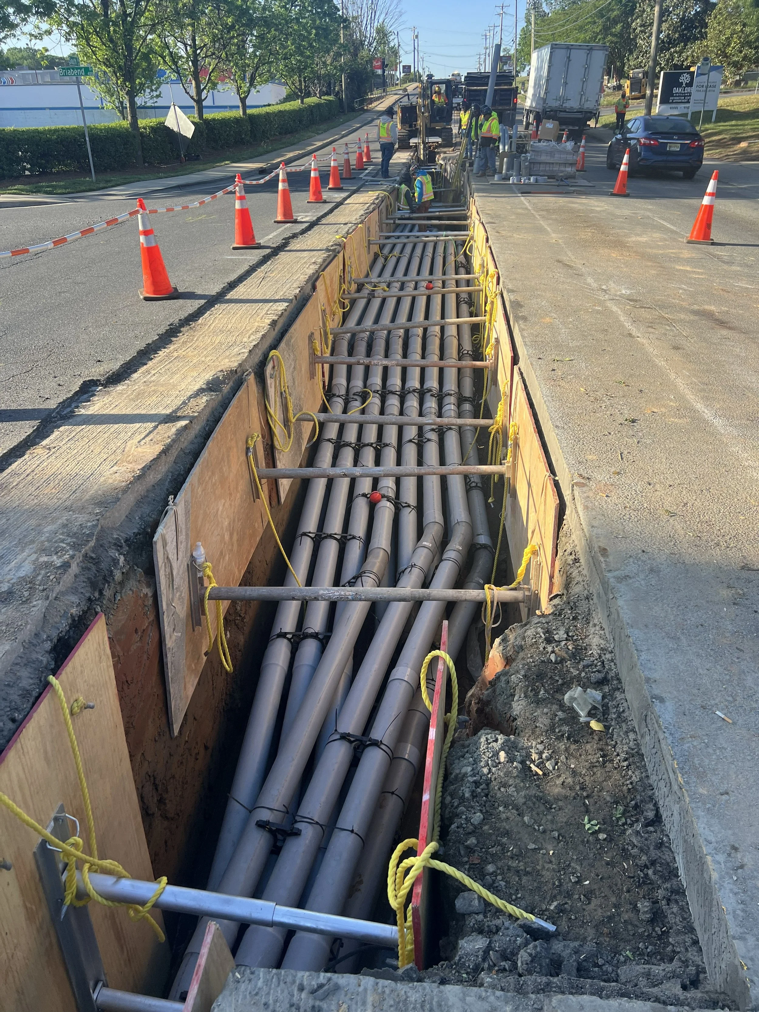 Concrete encased duct bank trench Charlotte North Carolina