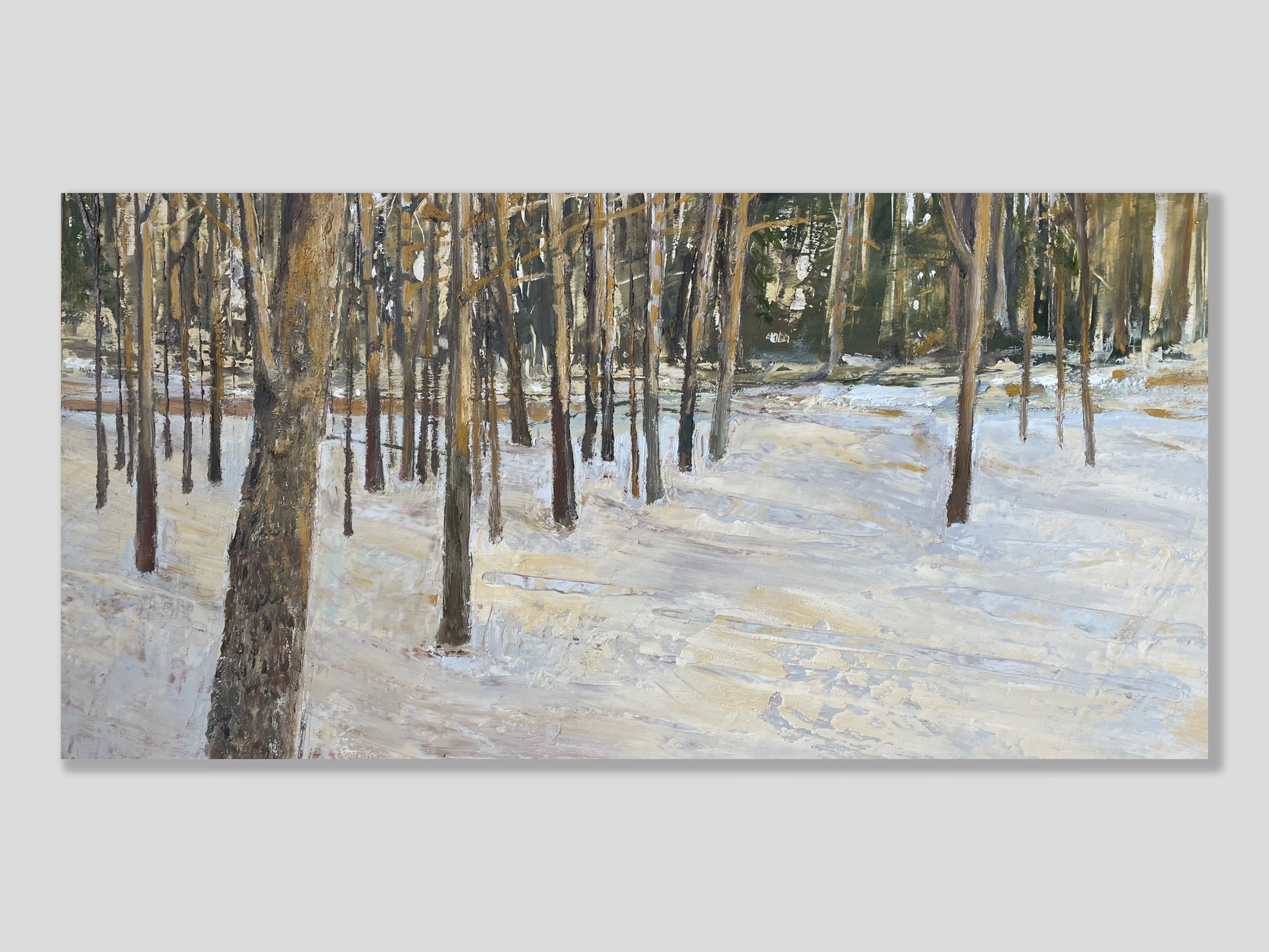 Cedar Path - Oil and Cold Wax Medium on Wood Panel - 28x 14 in