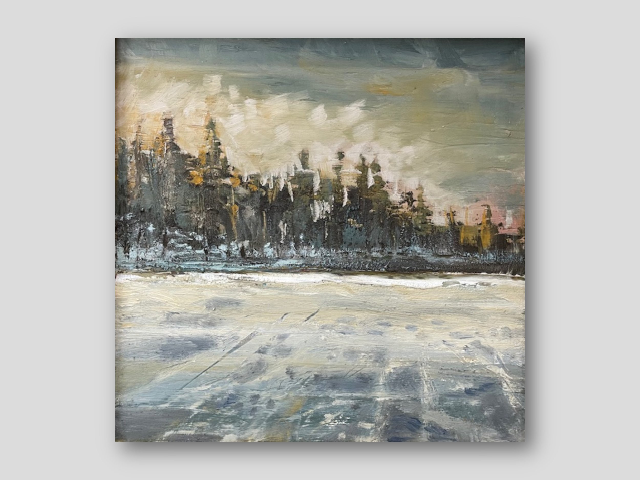 Frozen Lake - Oil and Cold Wax Medium 12" x 12" - Sold