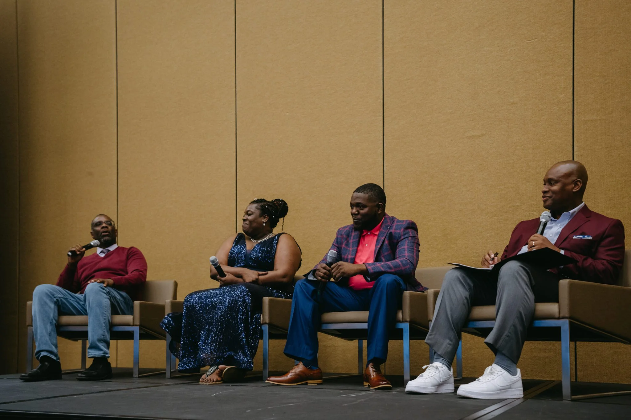 A panel discussion at the Right to Read film screening event at the Renasant Convention Center, Memphis.