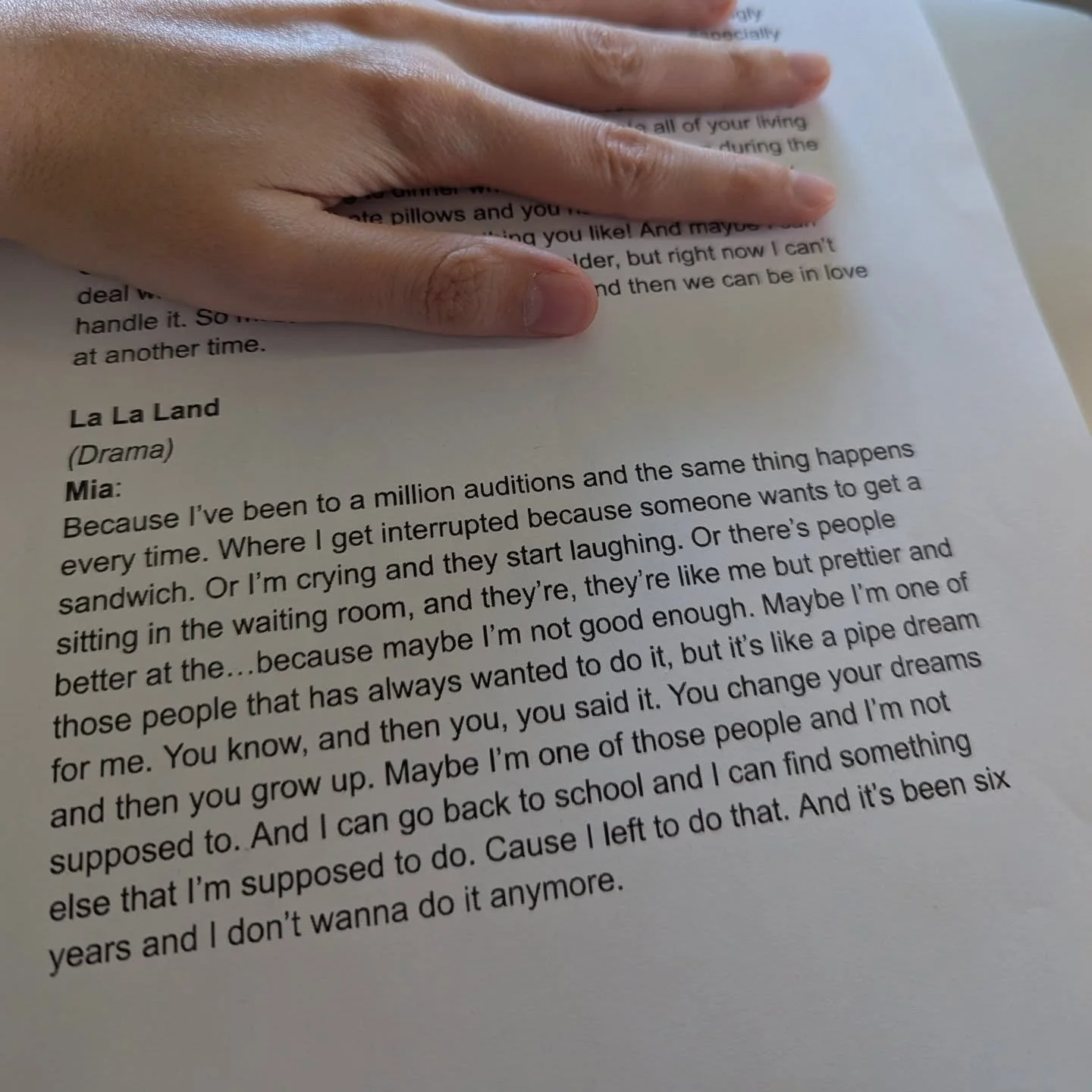 I read this monologue over and over and over again, and I know it's like me. (Even though I've never seen the movie 🫣)

Although I haven't done really many IRL auditions, the general feeling behind all of it, I feel often. 

Am I good enough? Is thi
