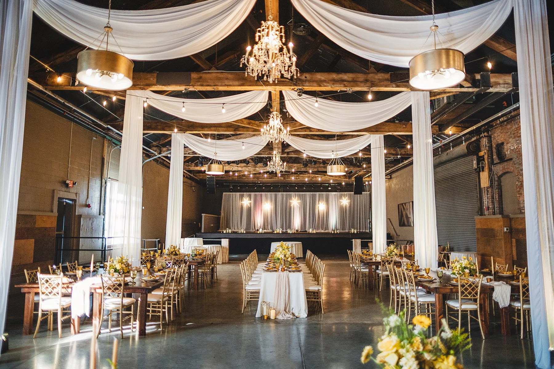 Dayton warehouse wedding and event venue with industrial chic decor.