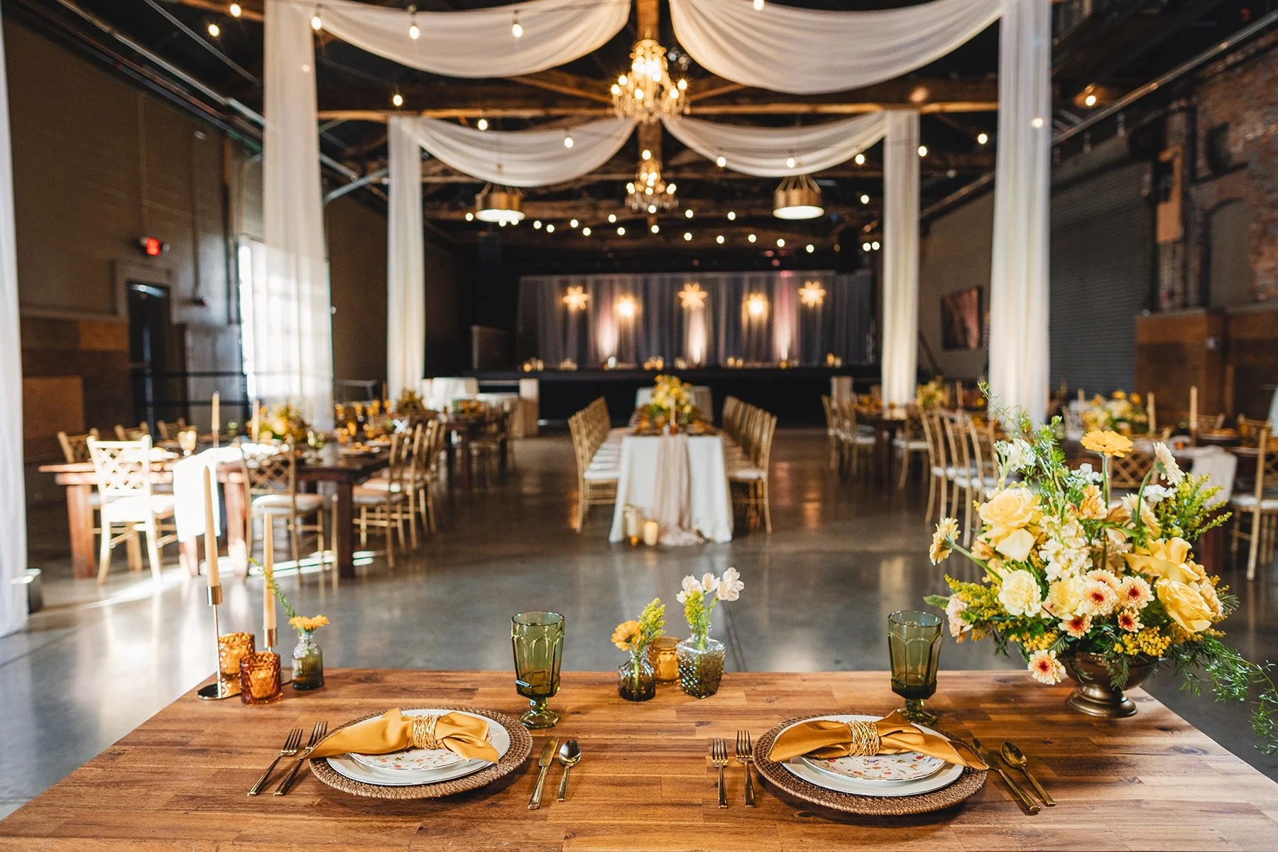 Dayton warehouse wedding and event venue with industrial chic decor.
