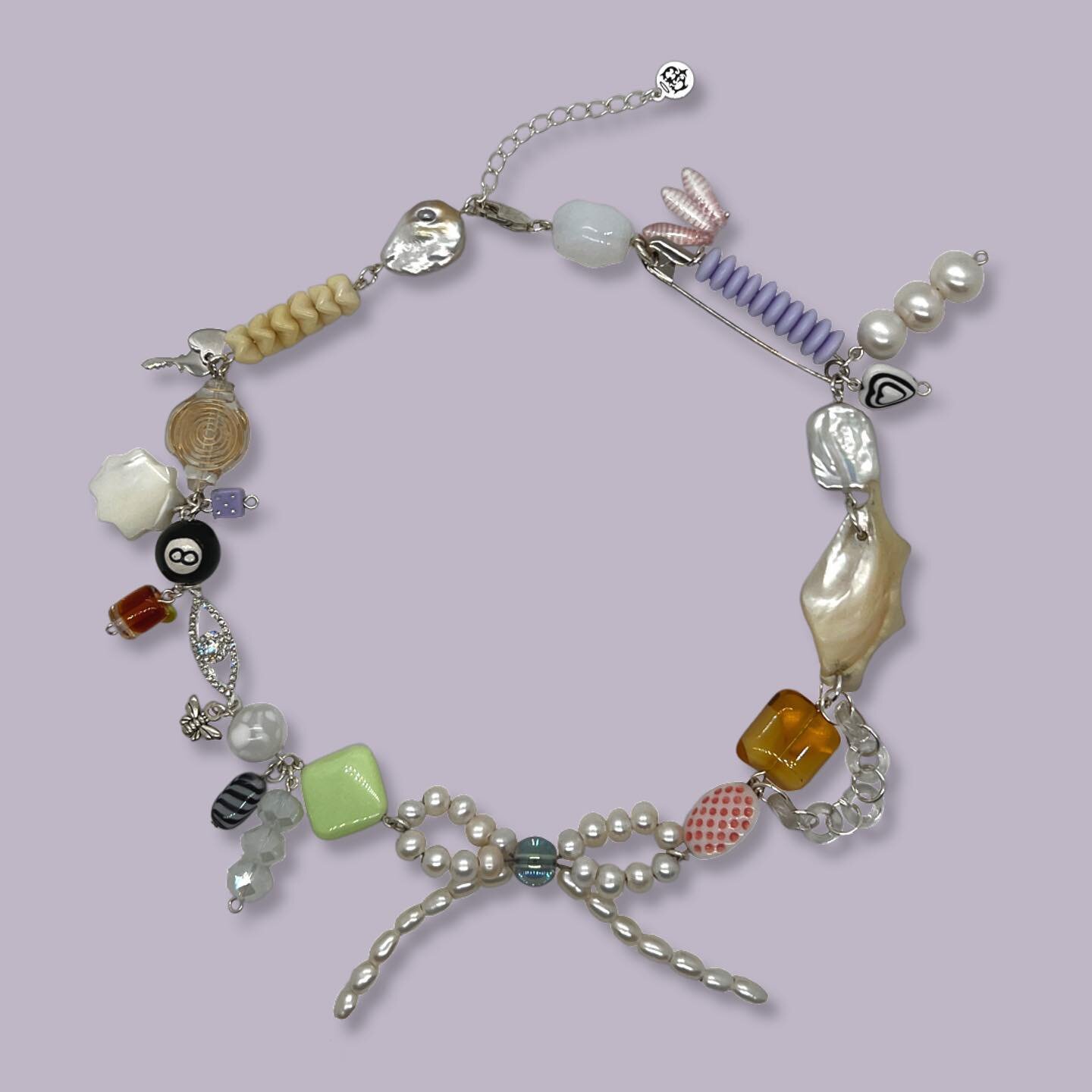 bow enchantments 🪄 
one of one
18 inches with an adjustable clasp
made with grade AA, AAA freshwater pearls, vintage lucite, czech glass, mother of pearl, japanese glass and a 925 sterling silver clasp and findings

available on the website now