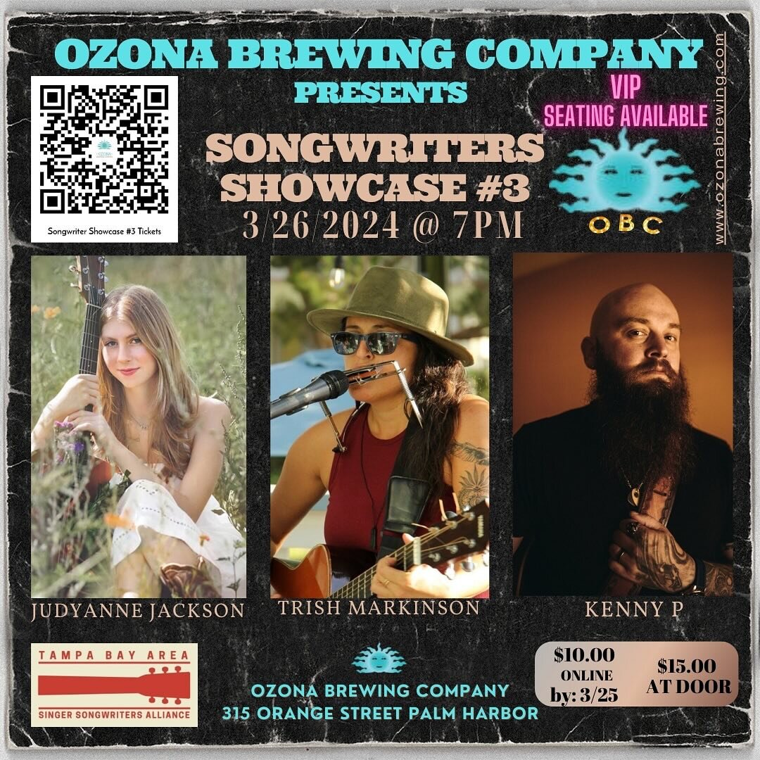 So excited to be playing a Songwriters Showcase @ozonabrewingcompany next Tuesday at 7 pm! Ticket link in bio!💜💜
&bull;
&bull;
#songwriter #singersongwriter #ozonabrewingcompany #ozona #judyannejackson #jajacksonmusic #musician