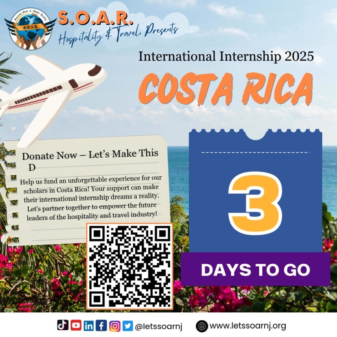 🌟 𝟑 𝐃𝐚𝐲𝐬 𝐭𝐨 𝐆𝐨!
In just 3 days, we're soaring to Costa Rica! 🌿🌎
Your support fuels their future.
🎓 Donate today and be part of the journey.
https://form.jotform.com/241354280119451
#SOAR2025 #SOARGoesInternational #SOARCostaRica #Globa
