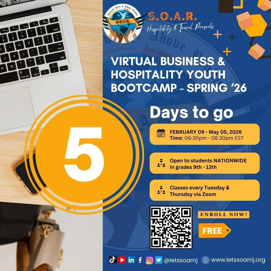 𝟓 𝐃𝐚𝐲𝐬 𝐭𝐨 𝐆𝐨! 🌟 𝐅𝐮𝐭𝐮𝐫𝐞 𝐋𝐞𝐚𝐝𝐞𝐫𝐬 𝐒𝐭𝐚𝐫𝐭 𝐇𝐞𝐫𝐞.
Our Spring 2026 Virtual Business &amp; Hospitality Youth Bootcamp is almost here&mdash;and it&rsquo;s completely FREE.

👉 Join us before registration closes: https://form.jot
