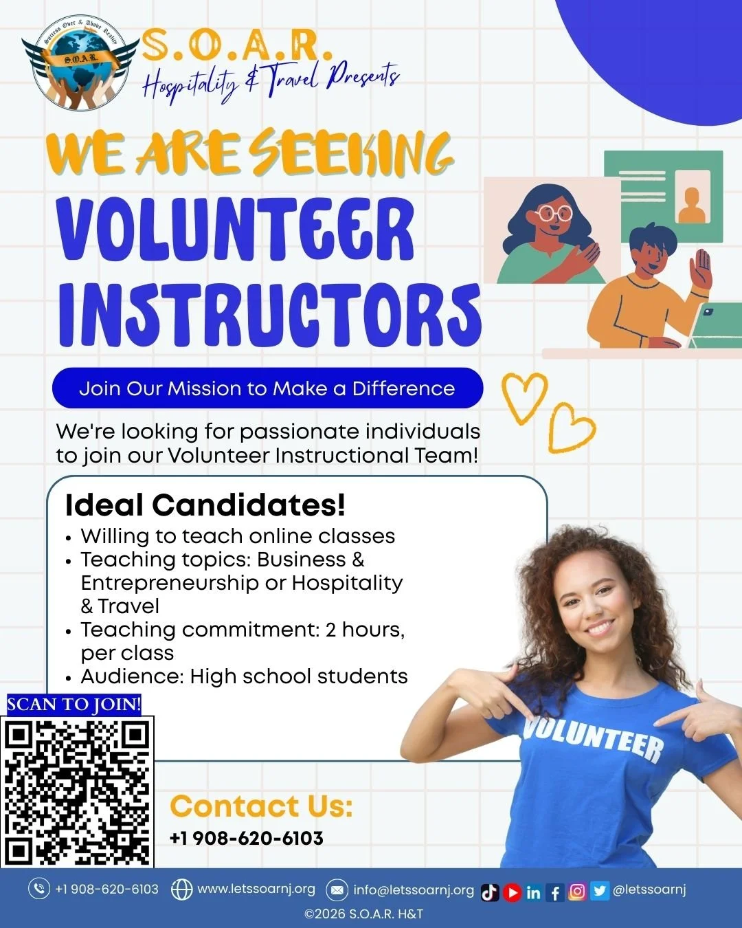 𝐇𝐞𝐲 𝐞𝐯𝐞𝐫𝐲𝐨𝐧𝐞! 👋
We still have two exciting opportunities open at S.O.A.R.!

1️⃣ 𝐕𝐨𝐥𝐮𝐧𝐭𝐞𝐞𝐫 𝐈𝐧𝐬𝐭𝐫𝐮𝐜𝐭𝐨𝐫𝐬: If you have a passion for teaching and mentoring the next generation of youth leaders, we&rsquo;d love to have you 